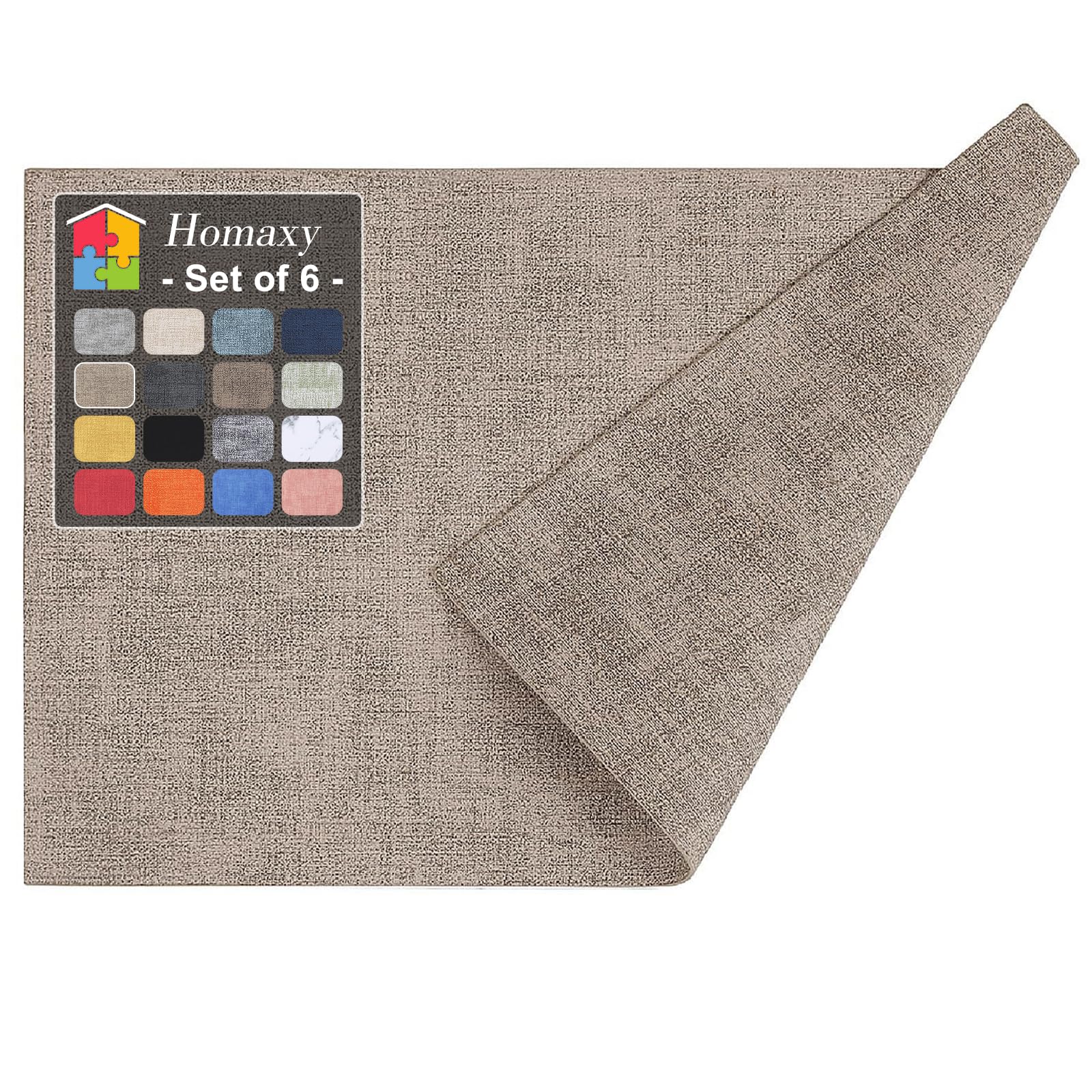 Photo 1 of Homaxy Faux Leather Placemats, Set of 6, Light Brown