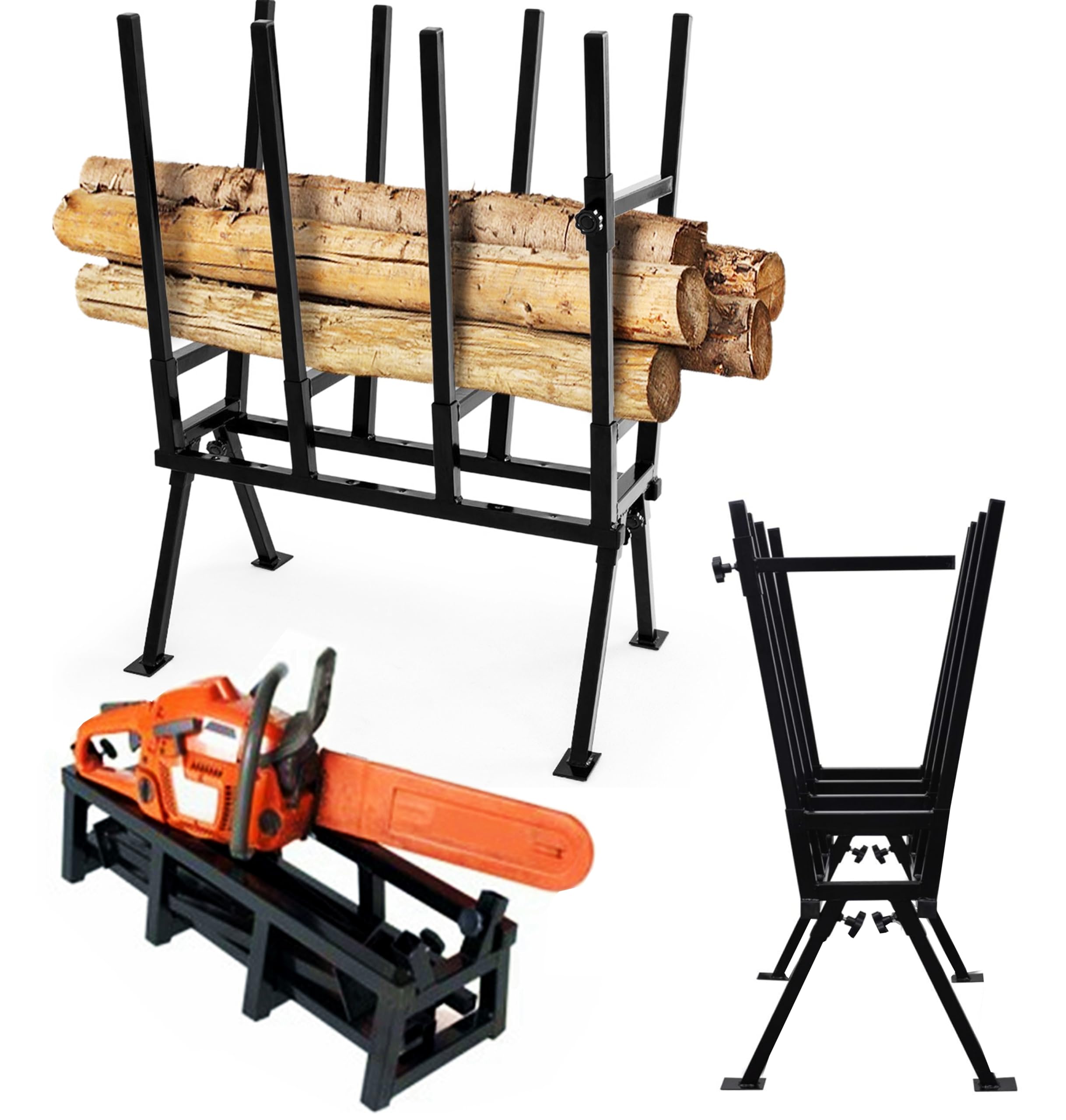 Holzsägebock Sägebock Sägegestell Holzbock Sägehilfe Stützbock Sägeständer Kettensäge, Brennholz Belastbar bis 400 kg