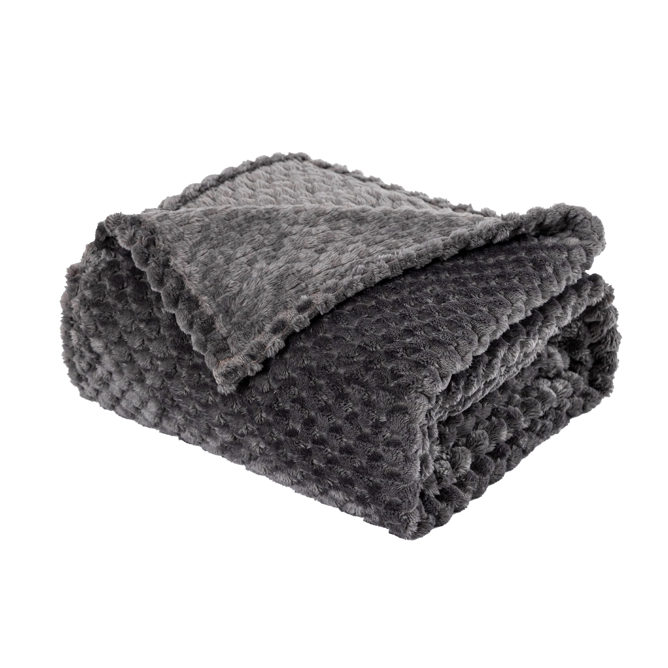 Sonvie Jacquard Flannel Throw Blanket Queen Size, Soft & Fluffy Blanket for Sofa, Couch & Bed, OEKO-TEX Certified, Breathable & Warm Bed Blankets 200x240cm, Dark Gray