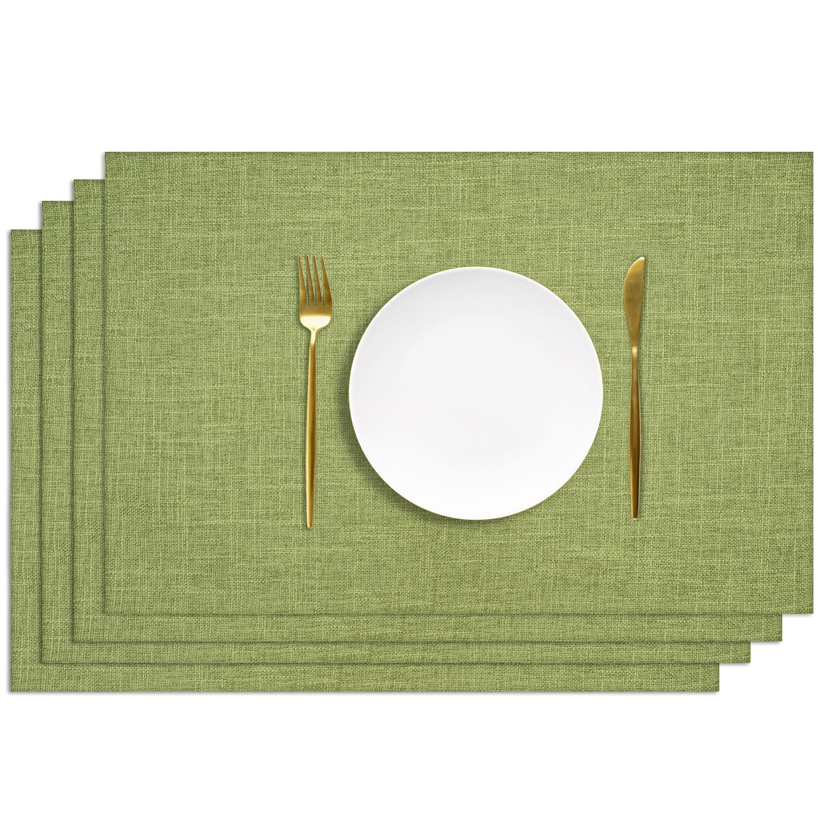 AUAUY Table Mats Set of 4, Faux Linen Washable Place Mats