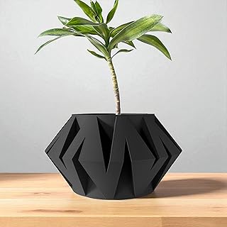 Jungle Nexus Geometric Planter – Faceted Modern Pot with Drainage – ...