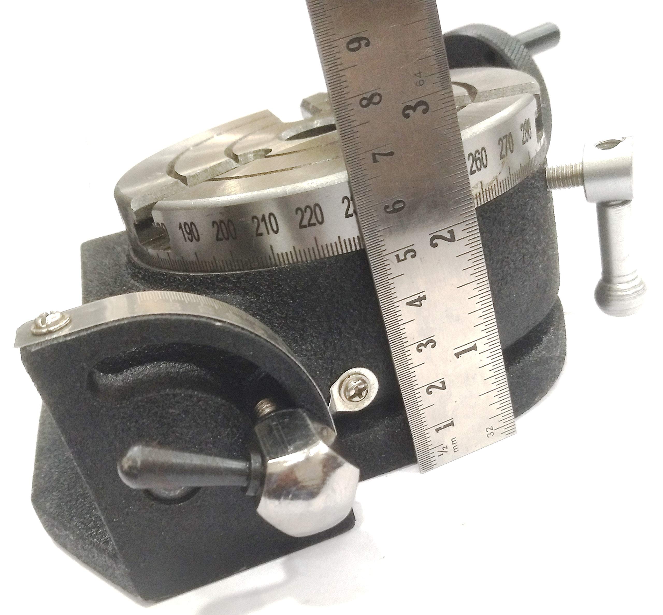 10 cm / 100 mm obrotowy stół z frezowaniem górnym MT2, narzędzia inżynieryjne (z płytą dzieloną i zestawem zaciskowym)