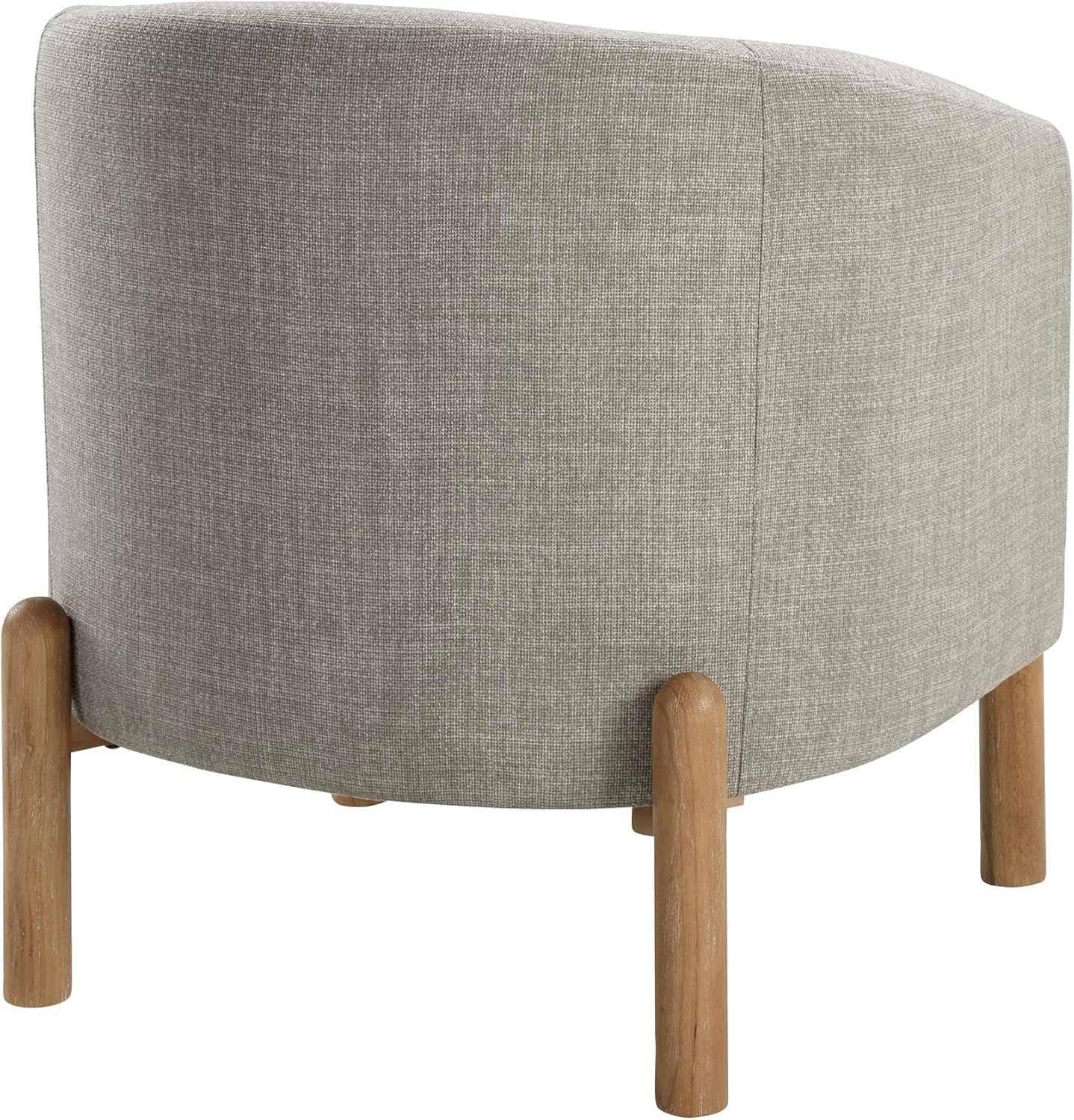 Lexicon Modern Accent Chair, Textured Fabric Barrel Seat with Solid Wood Legs, Upholstered Single Sofa Chairs for Living Room/Bedroom/Office/Apartment, Taupe
