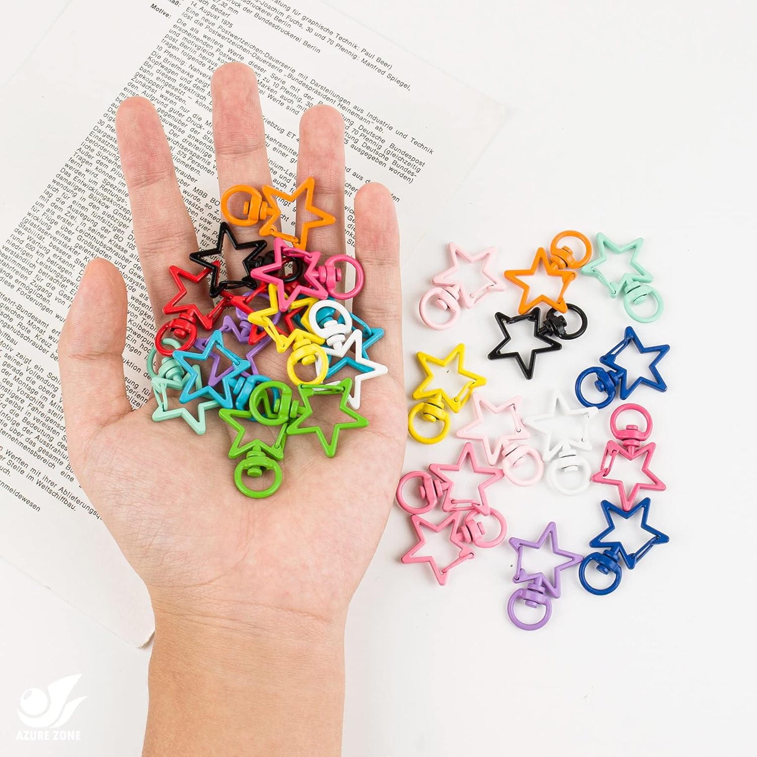 Azure Zone, Pack of 26 Colorful Swivel Lobster Claw Clasps Star Shaped Keychain Metal Clip Snap Hook for DIY Bag Keychains Jewelry Making Accessories - Image 5