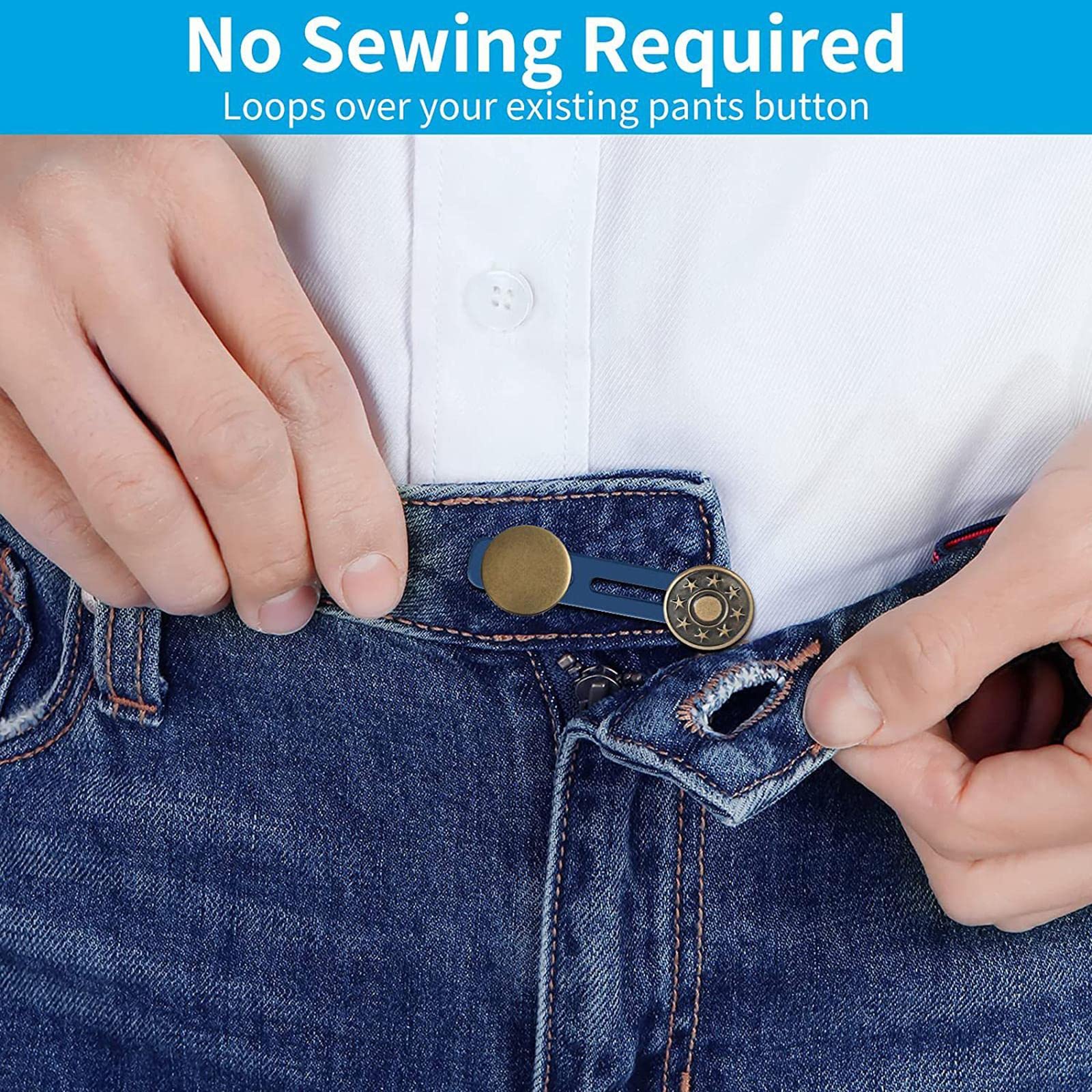 Juego de 10 extensores de botones para pantalones, sin coser, flexibles, invisibles, para camisas y ropa
