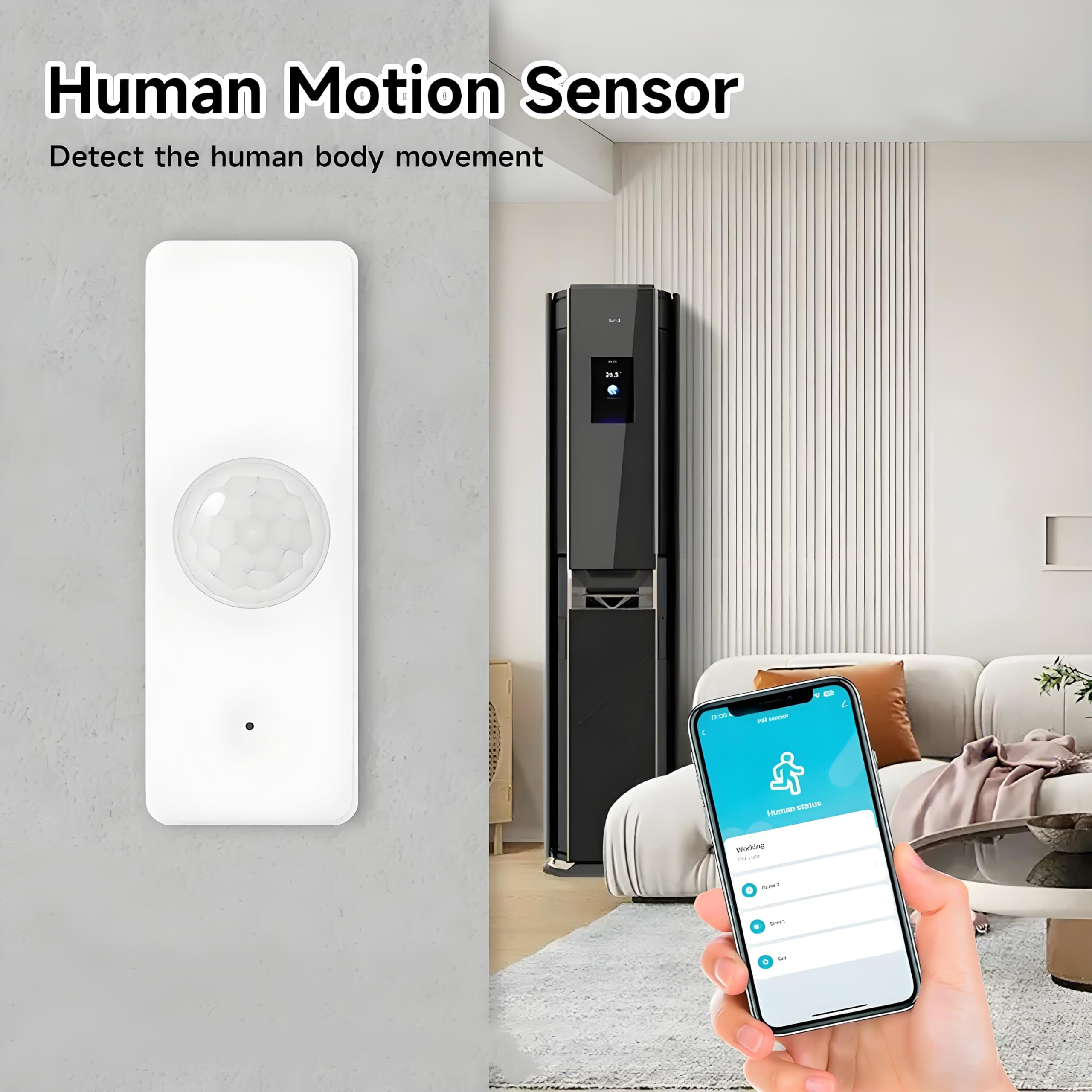 Lot de 3 détecteurs de mouvement grand angle 105° pour maison intelligente avec application Tuya Alexa Intégration WiFi Fonctionnement à piles Intérieur extérieur