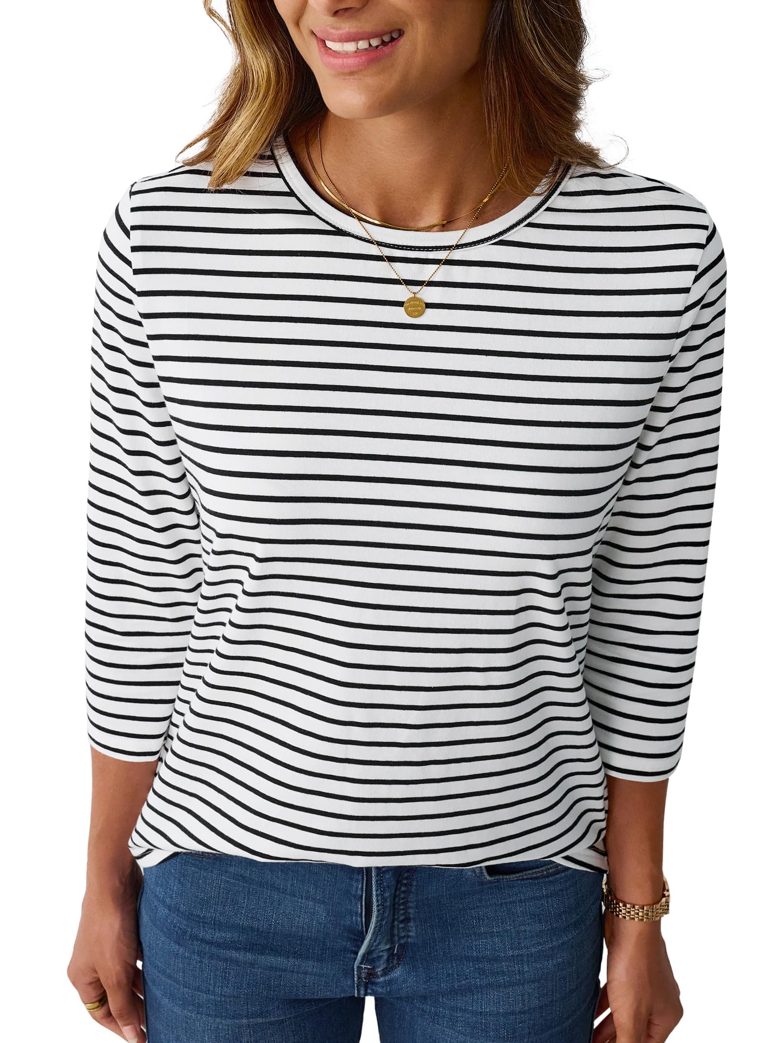 LilyCoco 3/4 Sleeve Boatneck Tee