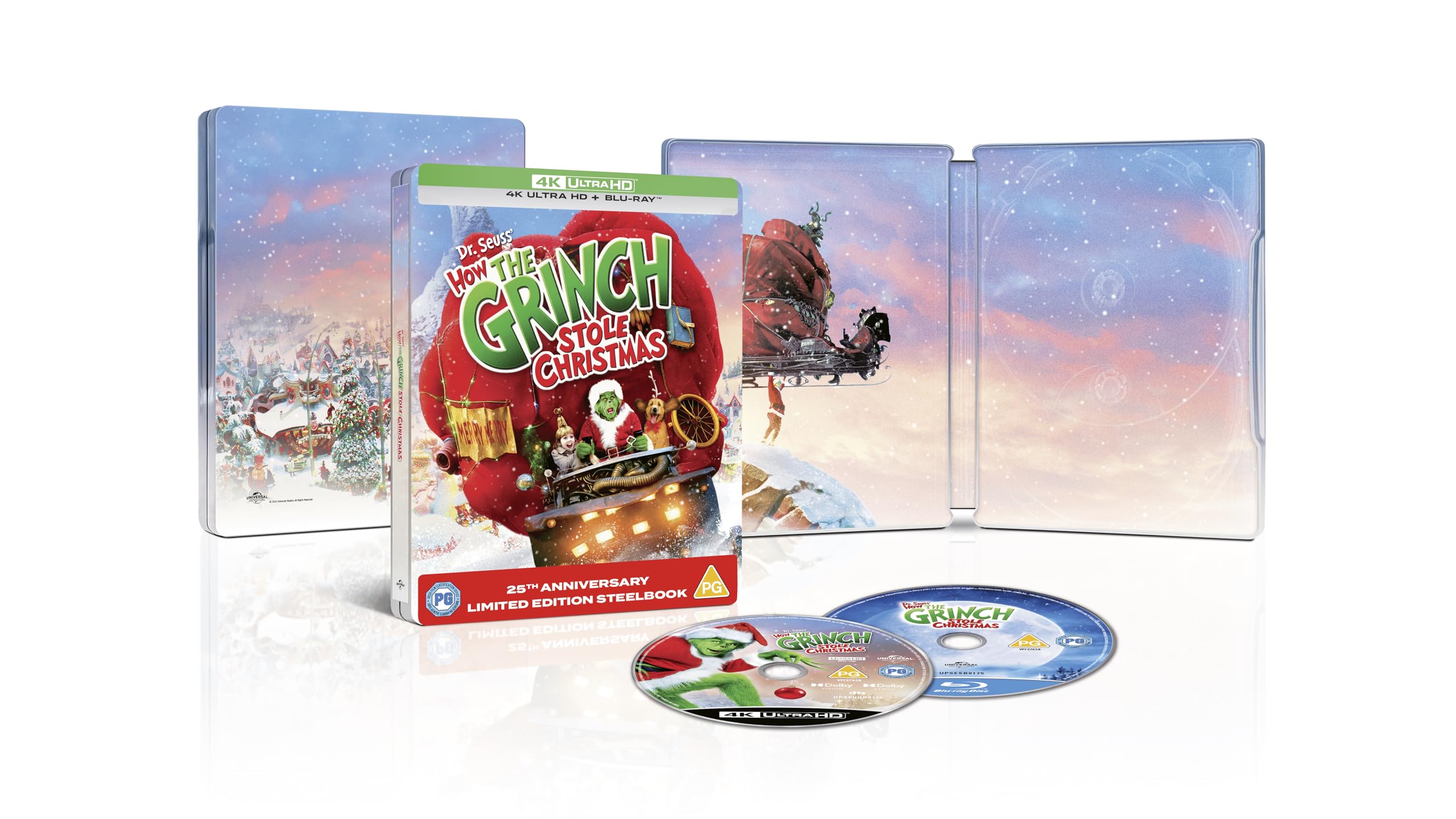 Dr Seuss' How the Grinch Stole Christmas - 25th Anniversary Edition [4K Ultra HD & Blu-Ray] Limited Edition Steelbook [Region B]