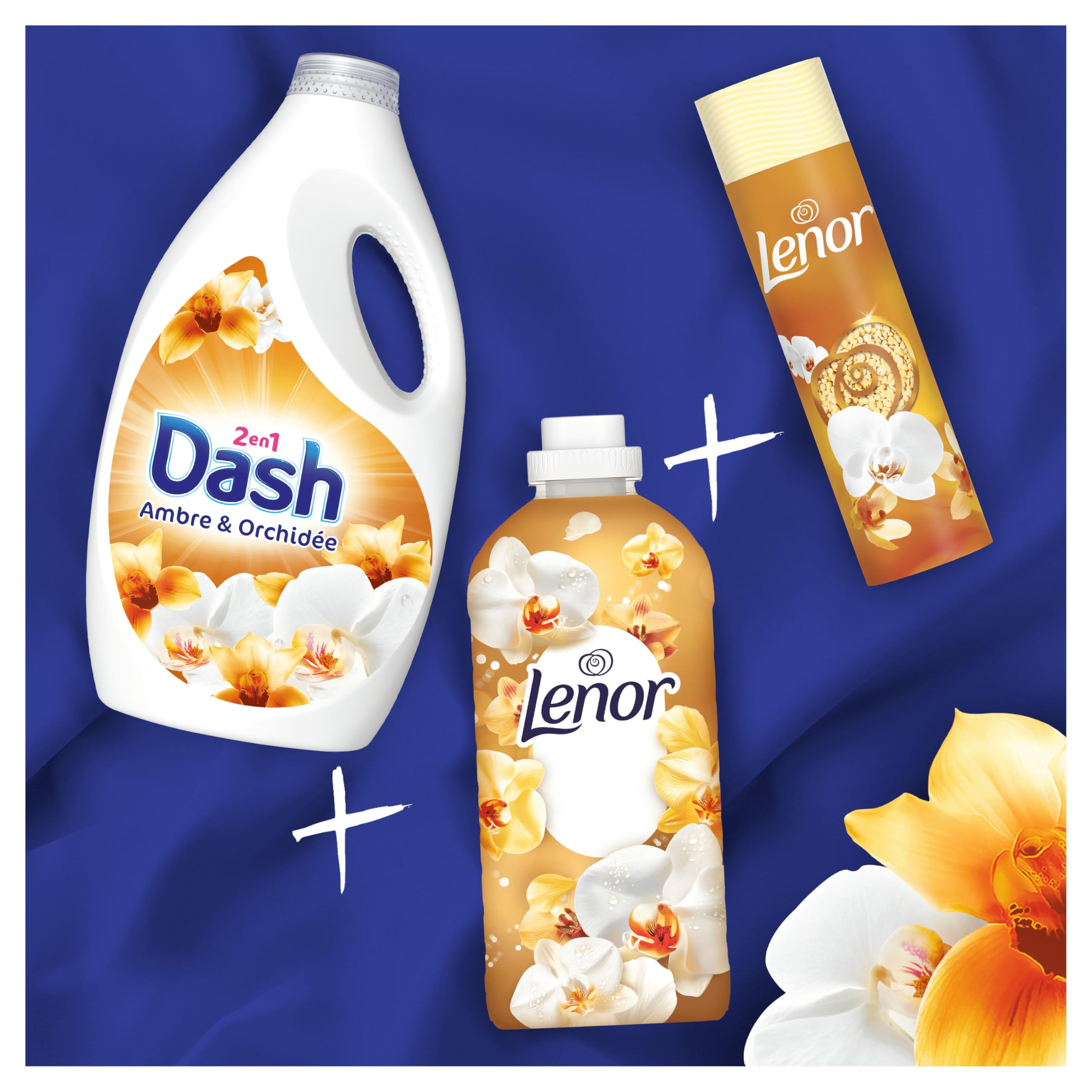 Dash 2en1 Lessive Liquide, 120 Lavages (4X30), Parfum Ambre & Orchidée, Jusqu'à 3 Semaines de Fraîcheur, Fabriqué en France