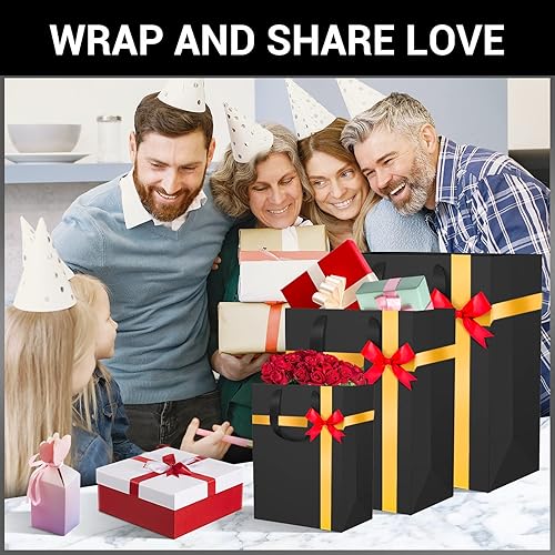 Miniatura 6 de EUSOAR Kraft Paper Bags, 30pcs 3 Sizes Gift Wrap Bags with Ribbon Handles, Shopping Bags, Packaging Bags, Gift Bags, Recyclable Kraft Bags, Wedding