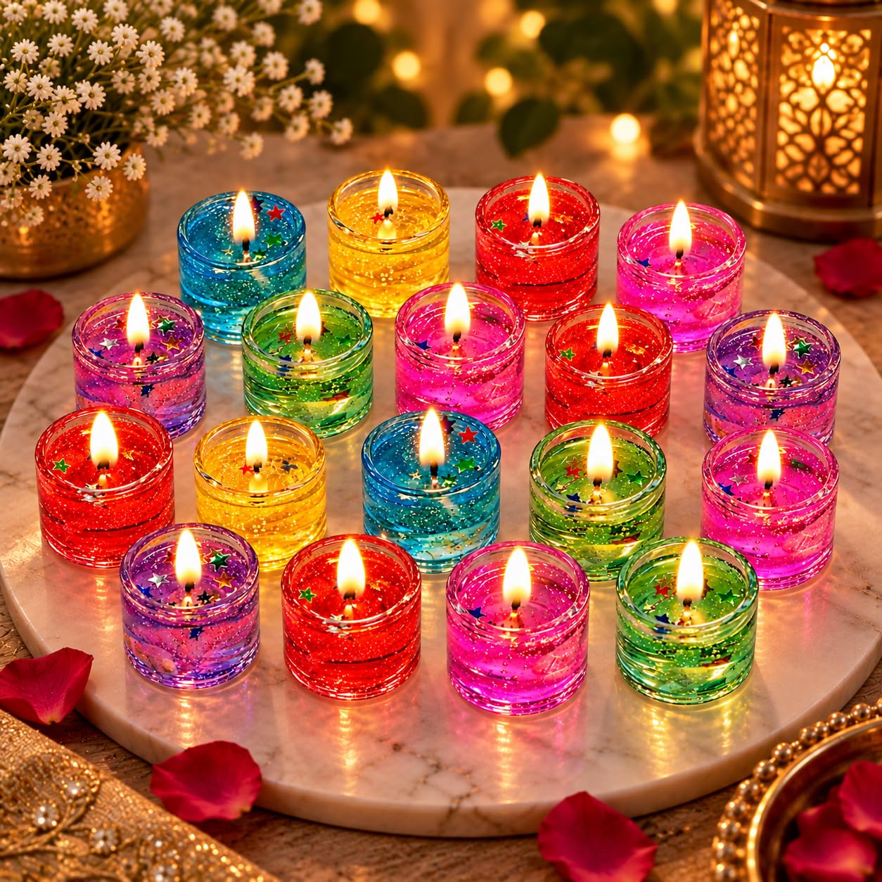 Floral Tealight Candles - 18 Pack, Long Burning -1