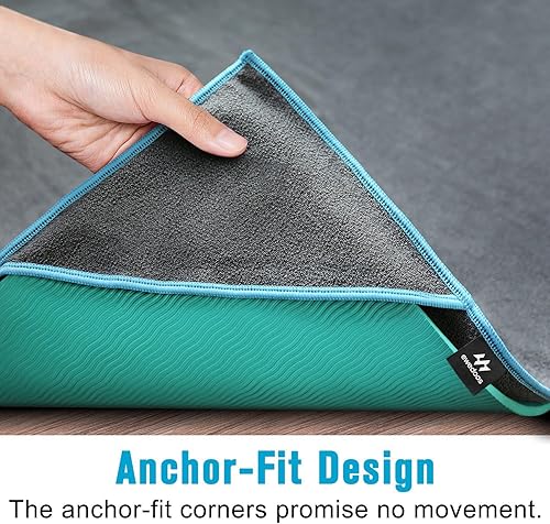 Miniatura 5 de Ewedoos Toalla de yoga con esquinas de anclaje, toalla antideslizante para yoga, pilates, entrenamiento, campamento