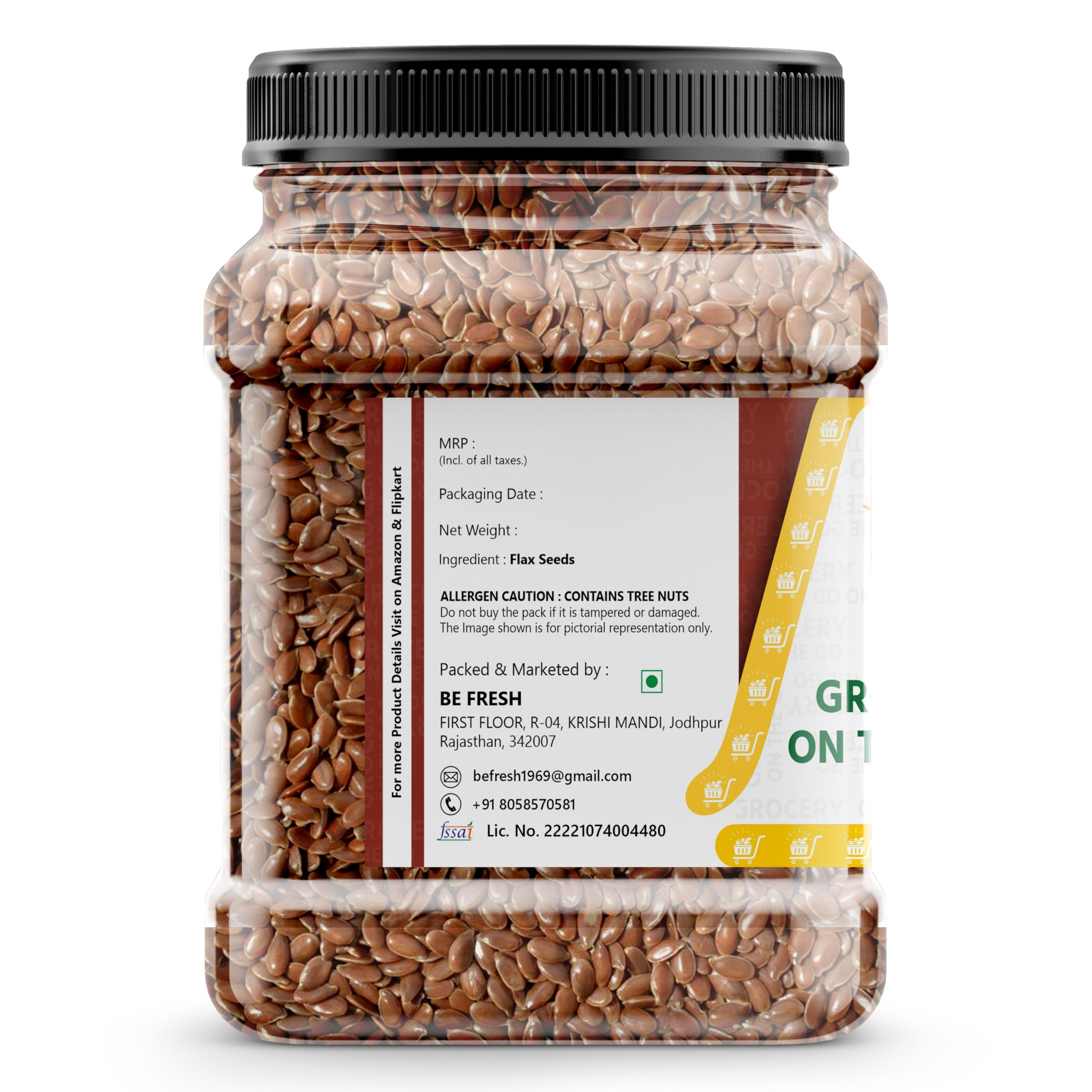 GROCERY ON THE GO Flax Seeds - Alsi Seeds | Flax Seeds for Hair Growth | Raw Seeds for Eating | Source of Iron & Dietary Fibre | Rich in Protein (250gm)