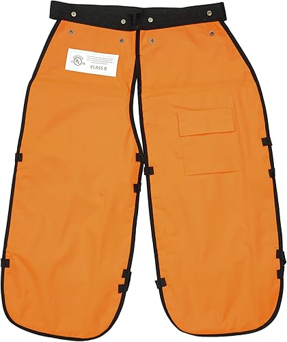 Miniatura 6 de FORESTER Delantal para motosierra con bolsillo, color naranja de 37 pulgadas de longitud con cinturón ajustable y casco de seguridad forestal –