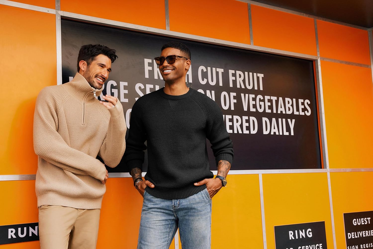 PJ PAUL JONES Mens Crewneck Sweater Waffle Knitted Pullover Sweaters Raglan Sleeve Knitwear Sweaters - Image 5