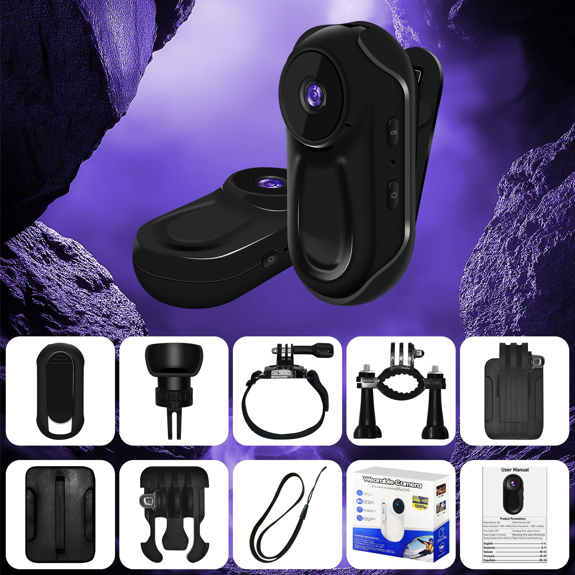 Mini Action Cam 1080P Helmkamera Motorrad Bodycam Körperkamera HelmetCamera
