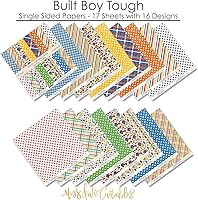 Vista 5 de Pattern Paper Pack - Built Boy Tough - Scrapbook Premium Specialty Paper Single-Sided 12"x12" Collection Includes 16 Sheets - by Miss Kate Cuttables
