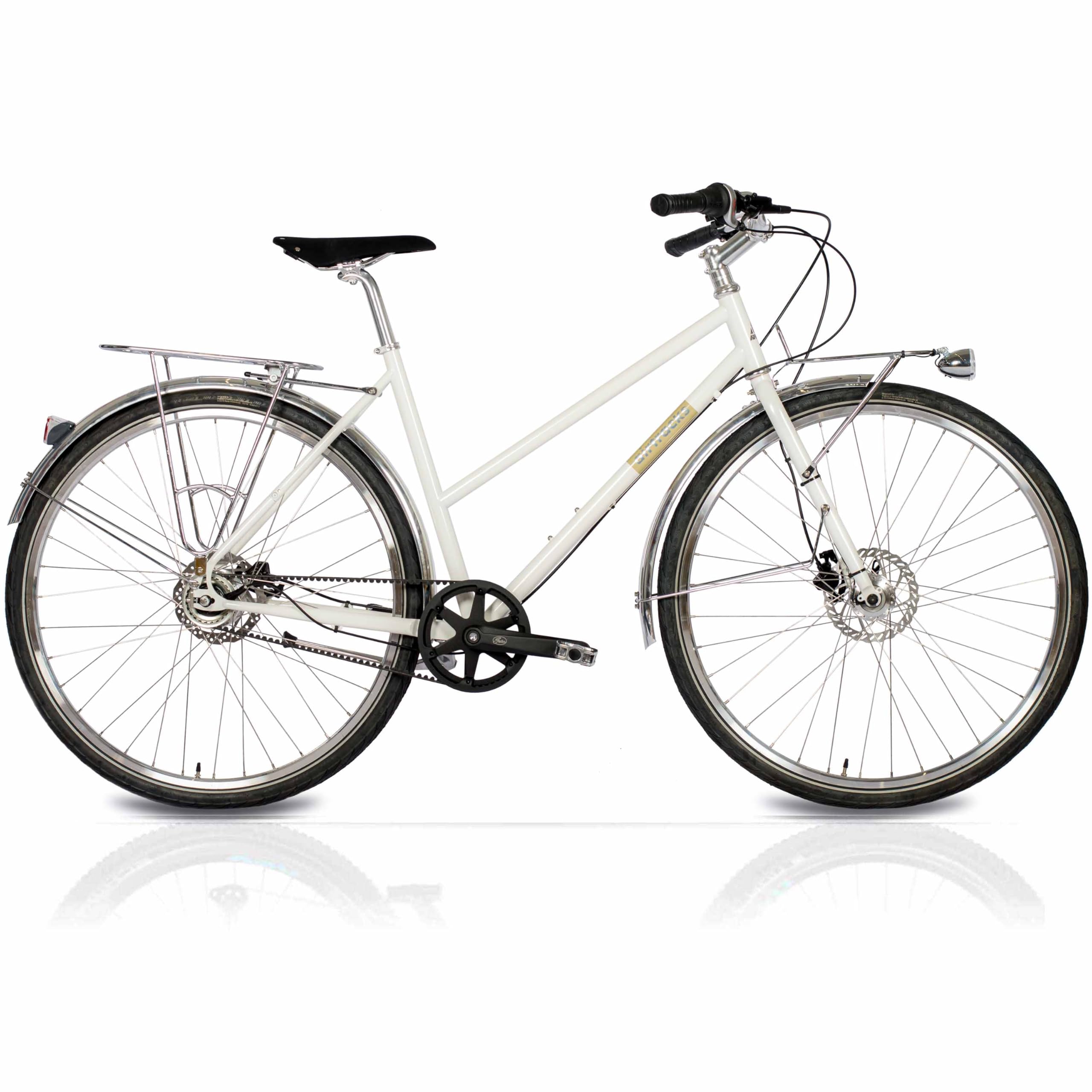 Airtracks 28 Zoll Damen Urban Bike City Fahrrad Street CrMo Gates Carbon Drive Belt Shimano 7 x Gang Nexus Weiß - Rahmenhöhen 50cm, 53cm - Modelljahr 2026