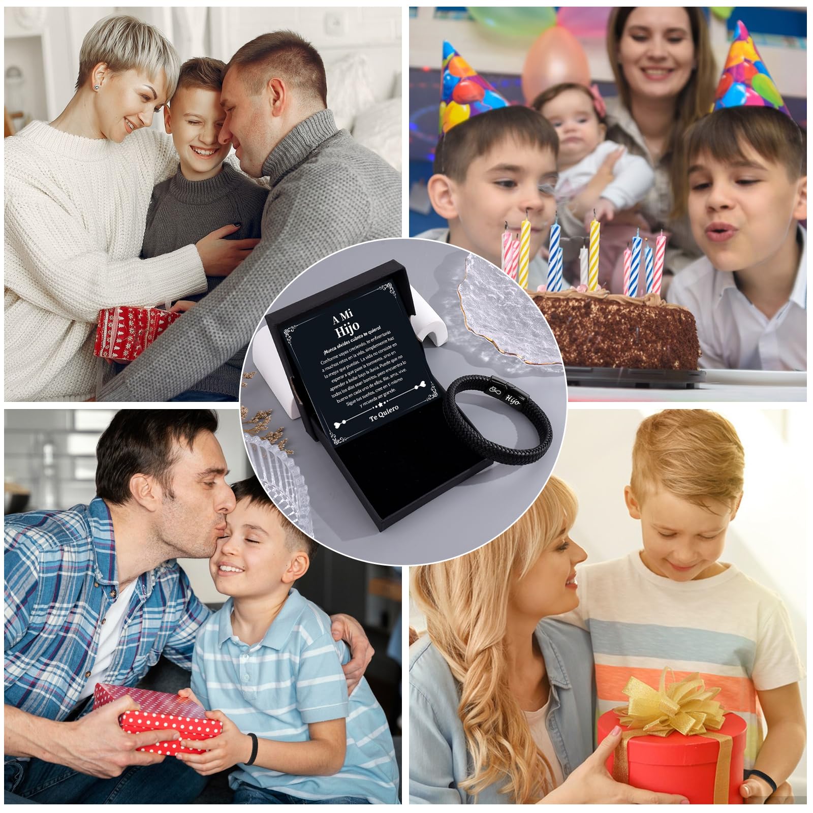 VU100 Regalos para Hombre/Hijo/Papá Pulsera de Cuero para Hombres Regalo de Cumpleaños para Hombre Hijo Papá Regalo para el Día del Padre Regalo de Cumpleaños de Navidad para Hijo Niño Marido Novio
