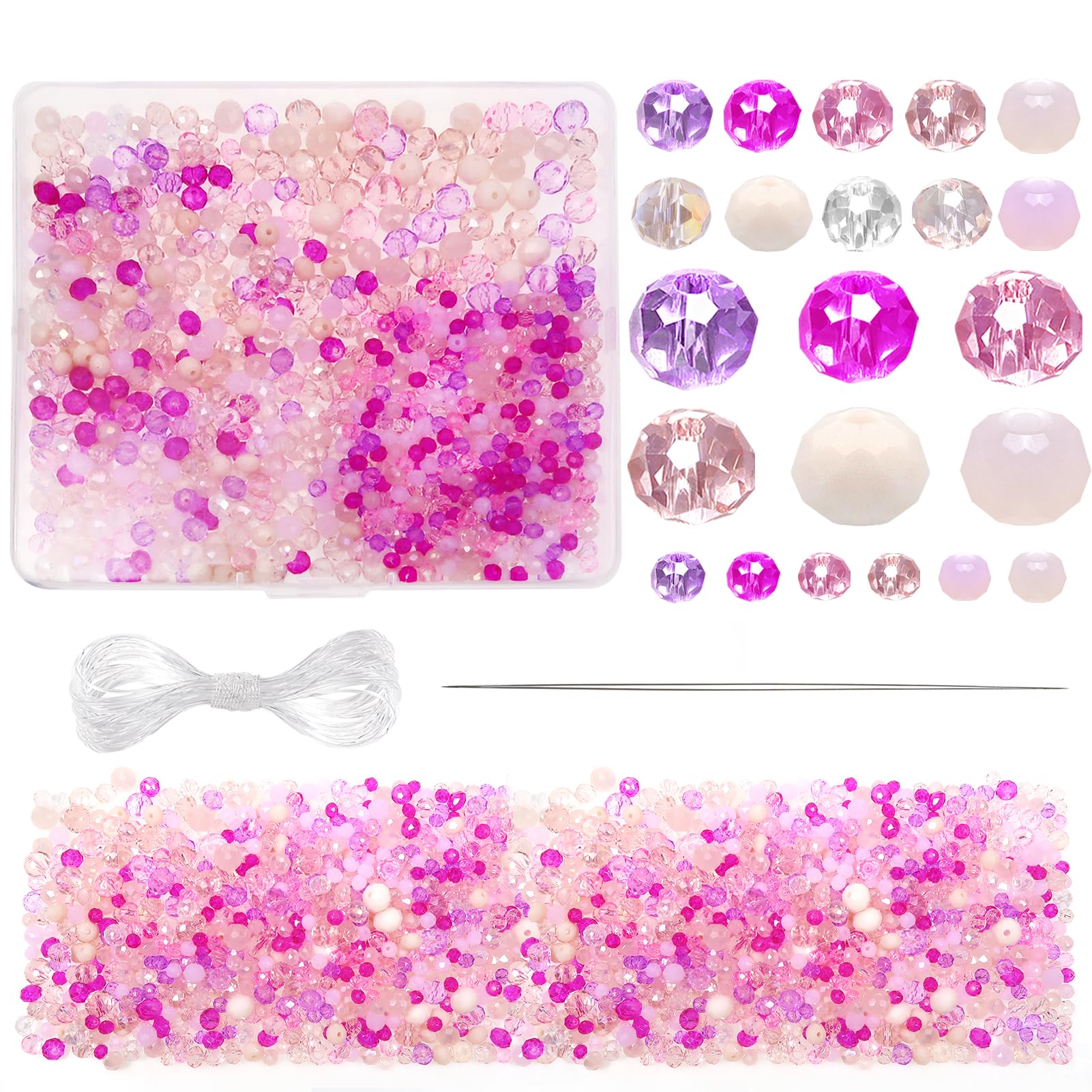 1000 Perline Di Cristallo 4mm Per Creazione Gioielli Fai Da Te | Kit Perline Sfaccettate Con Scatola, 10 Colori