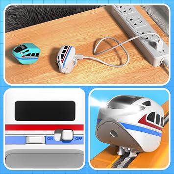 Only for Annexfun Electric Train Sets | Non-Magnetic | 2-Pack USB Rechargeable Train Cars - Exclusively for Annexfun Electric Train Tracks | Cannot Operate Independently | Kids 3+ Years