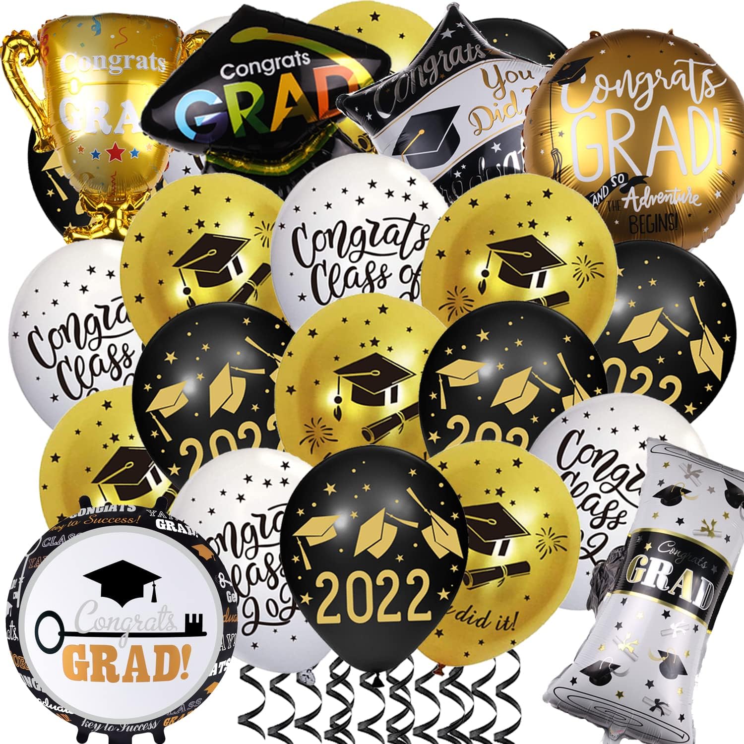 2023 Graduation Party Supplies Balloons Decorations, Class of 2023 Congrats Grad Balloons Graduation Cap,Trophy Foil Balloons for College High School