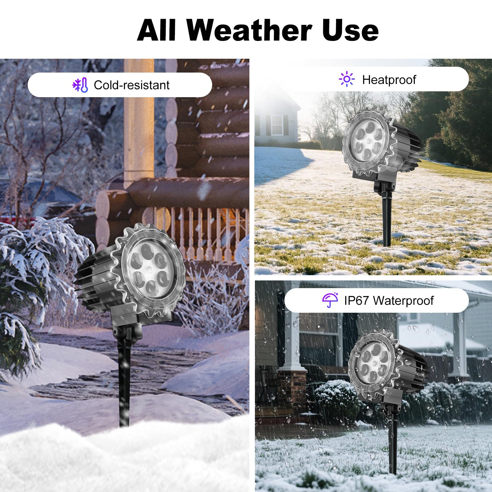 Projecteur LED Flocons De Neige De Noël MATEPROX - 8 Motifs Animés 3D, Étanche IP65, Pour Jardin Et Maison