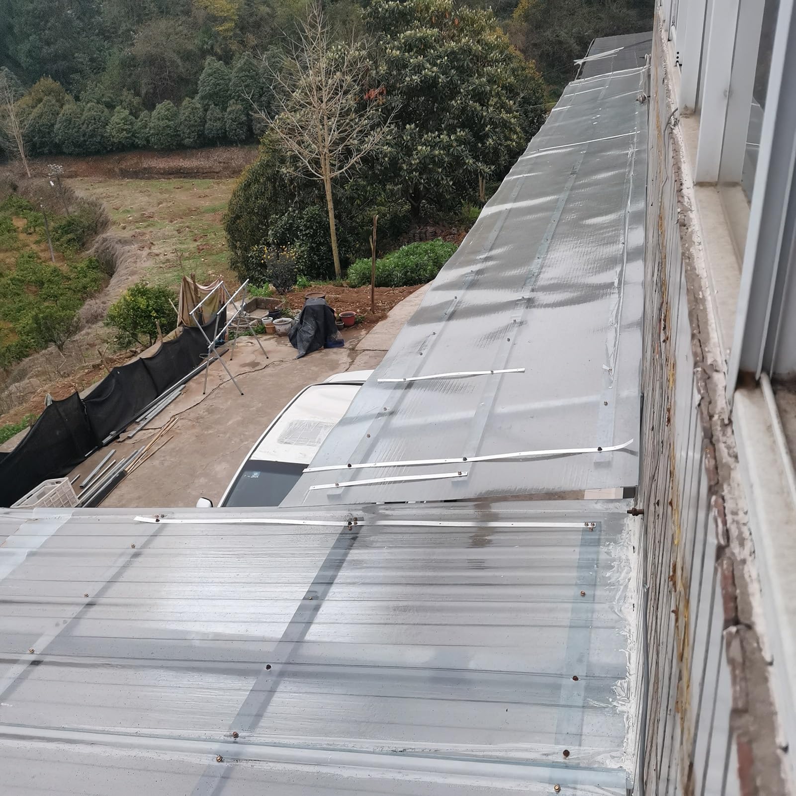 Paneles de Policarbonato Invernaderos 0,03 Pulgadas Espesor Revestimiento Fibra Vidrio for Tejados, Cocheras Y Marquesinas, Aislamiento Térmico(2.3X 19.7ft)