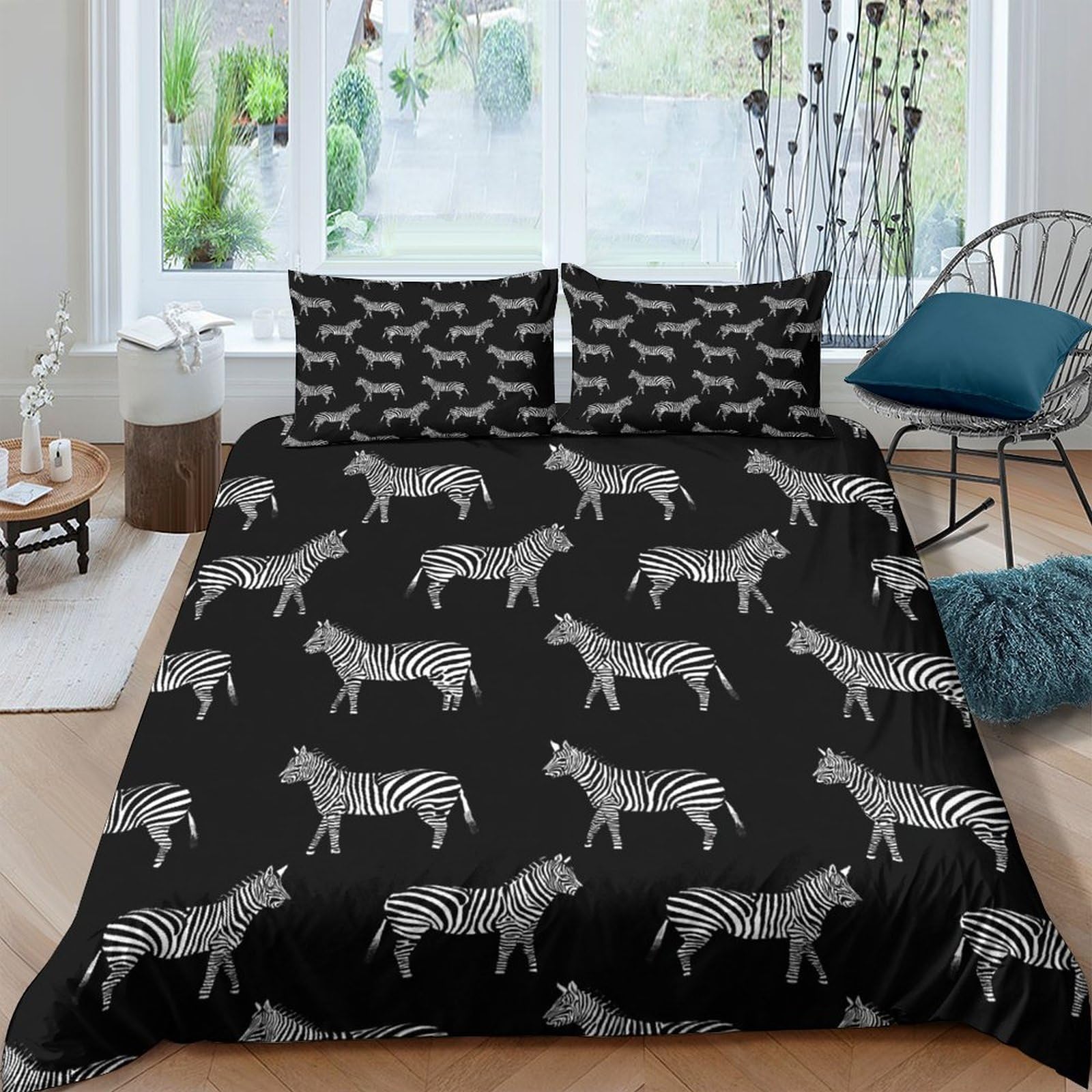 Ctjqhvkz Style-1 3D Printed Black Zebra Pattern Fitted Sheet Microfiber Soft Bed Cover For Bedroom Dorm Mattress Protection Decor Single（135X200cm）