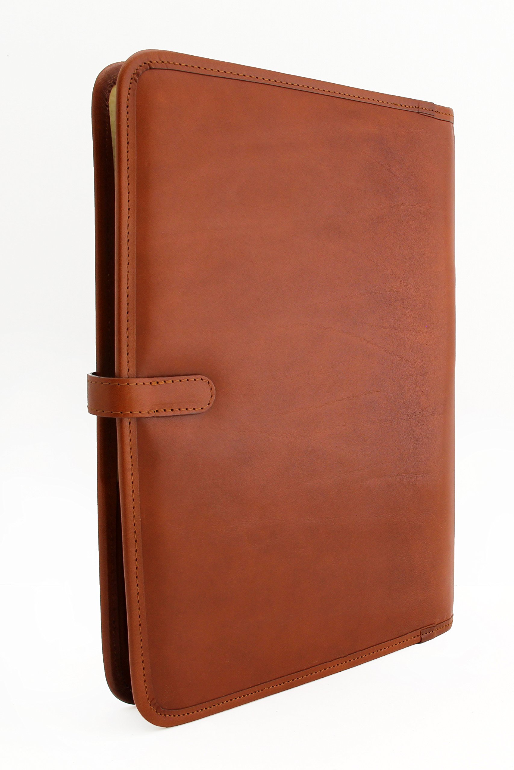 Carpeta de presentación profesional de piel italiana tamaño A4 para conferencias de negocios, carpeta de notas, cartera, funda de escritura coñac