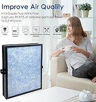 Vista 4 de Flintar Filtro de repuesto MK04, compatible con purificador de aire AROEVE MK04, MG04JH y DH-JH04, filtración de grado H13, paquete de 2