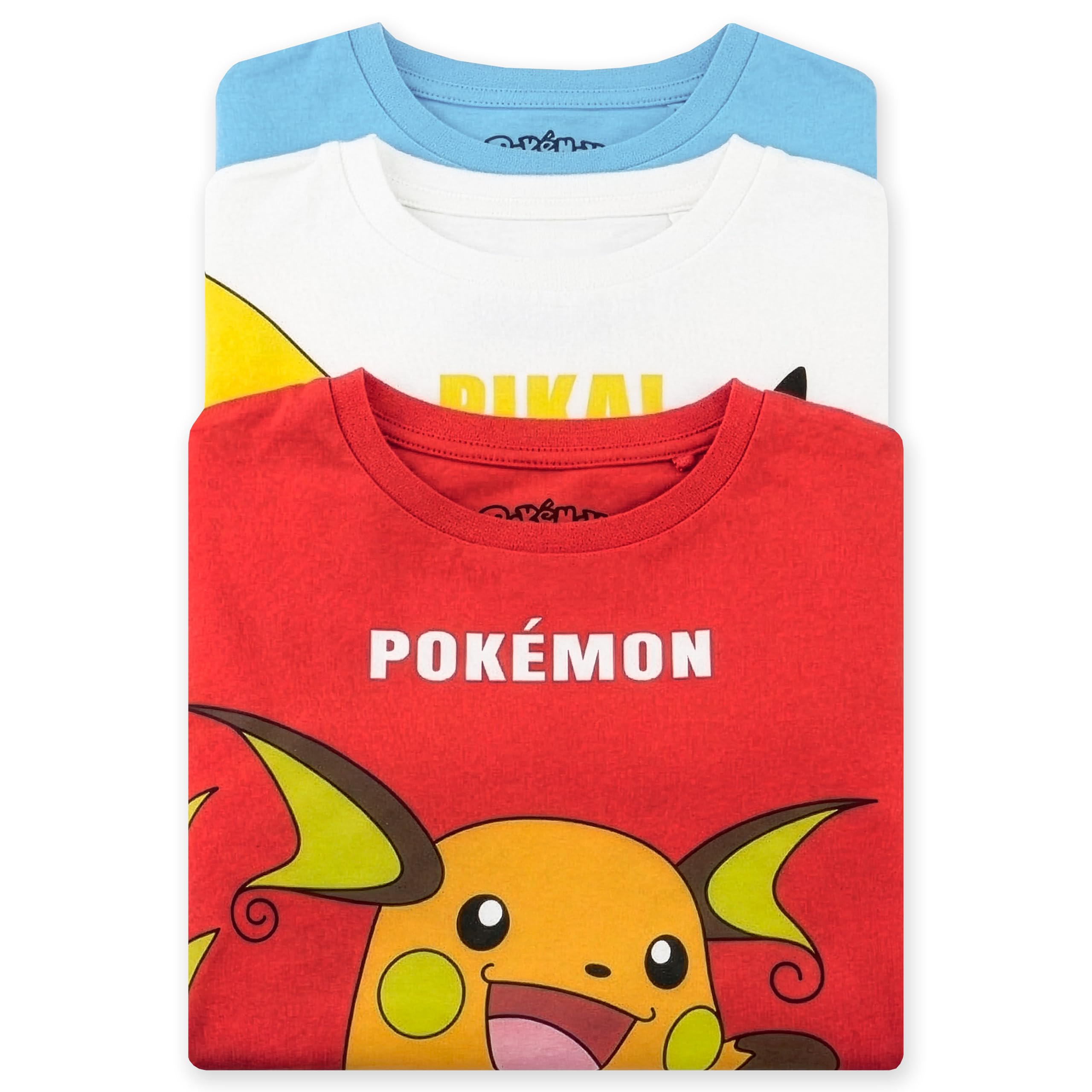 Pokémon T Shirt Bambino, Maglietta Ragazzo Pikachu Raichu E MewTwo, T-Shirt Bambini