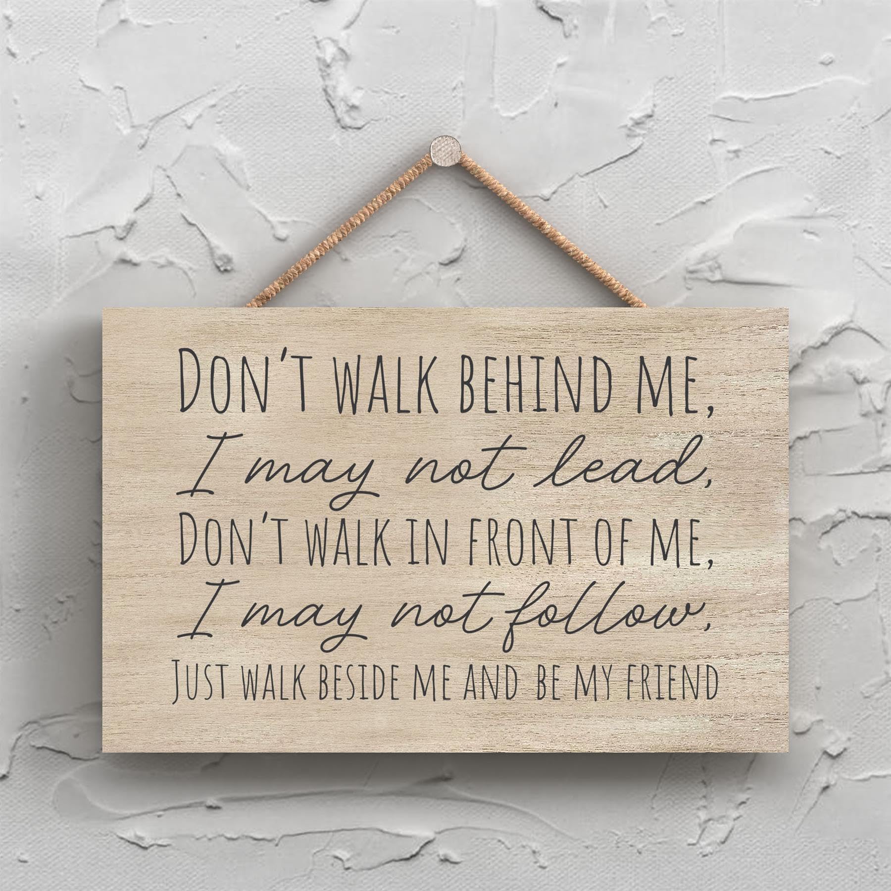 Global Designs Don't Walk Behind Me Humorous Typography Wooden Hanging Plaque