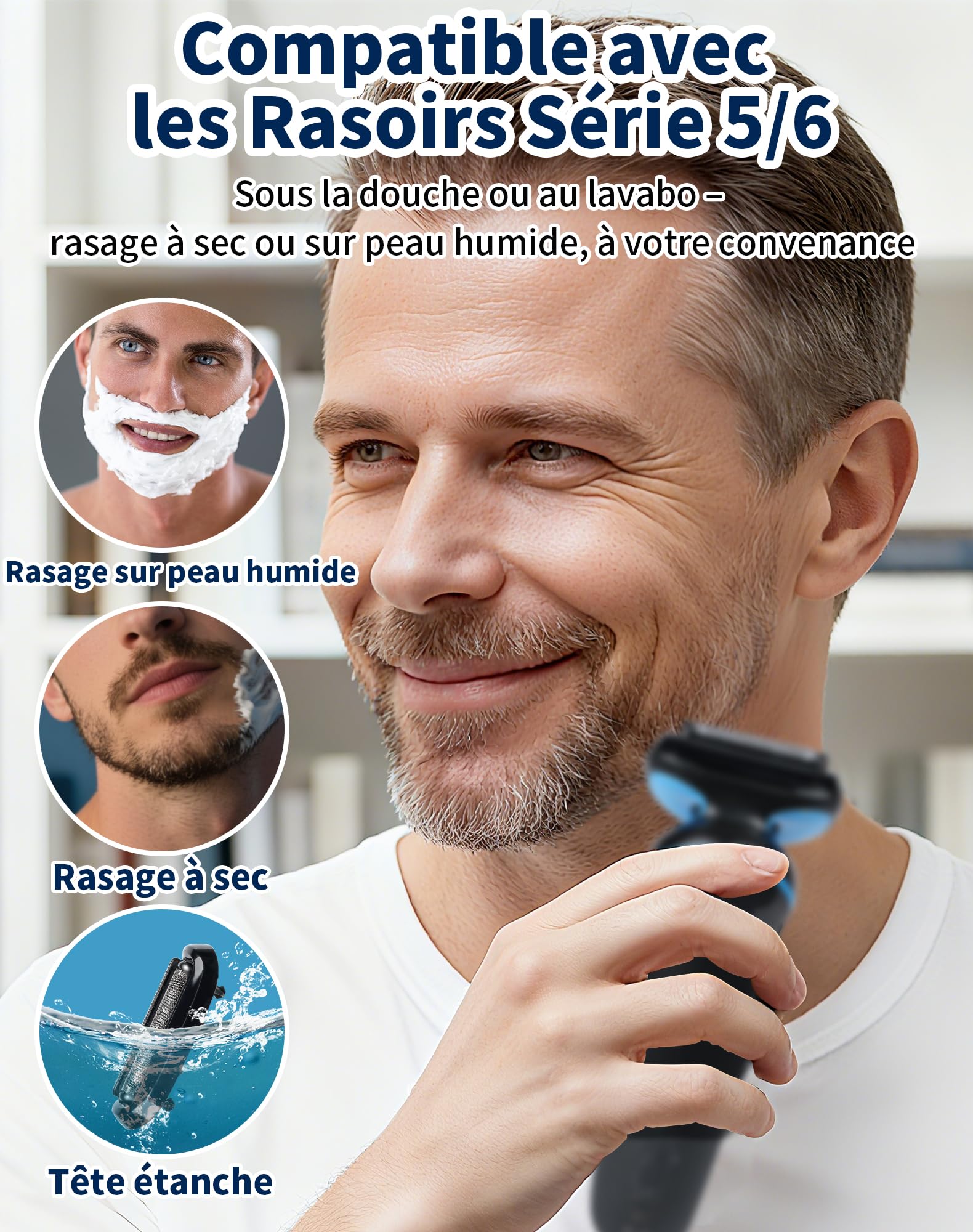 53B Tête De Rasoir Compatible Avec Series 5 & 6 – Tête De Rechange Pour Modèles 5050CS, 5049S, 5018S, 5762, 5764, 6040CS & 6075CC – Rasage Précis Et Respectueux De La Peau