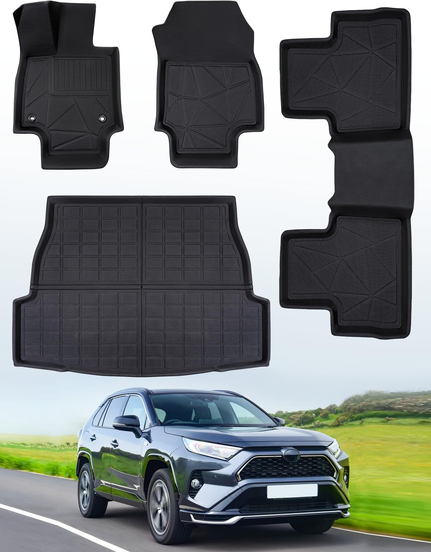 Car Floor Mats For Toyota Corolla 2007-2013 Pu Leather Front Rear Full Set Non-slip Carpet For Vehicles All Weather Protection Black