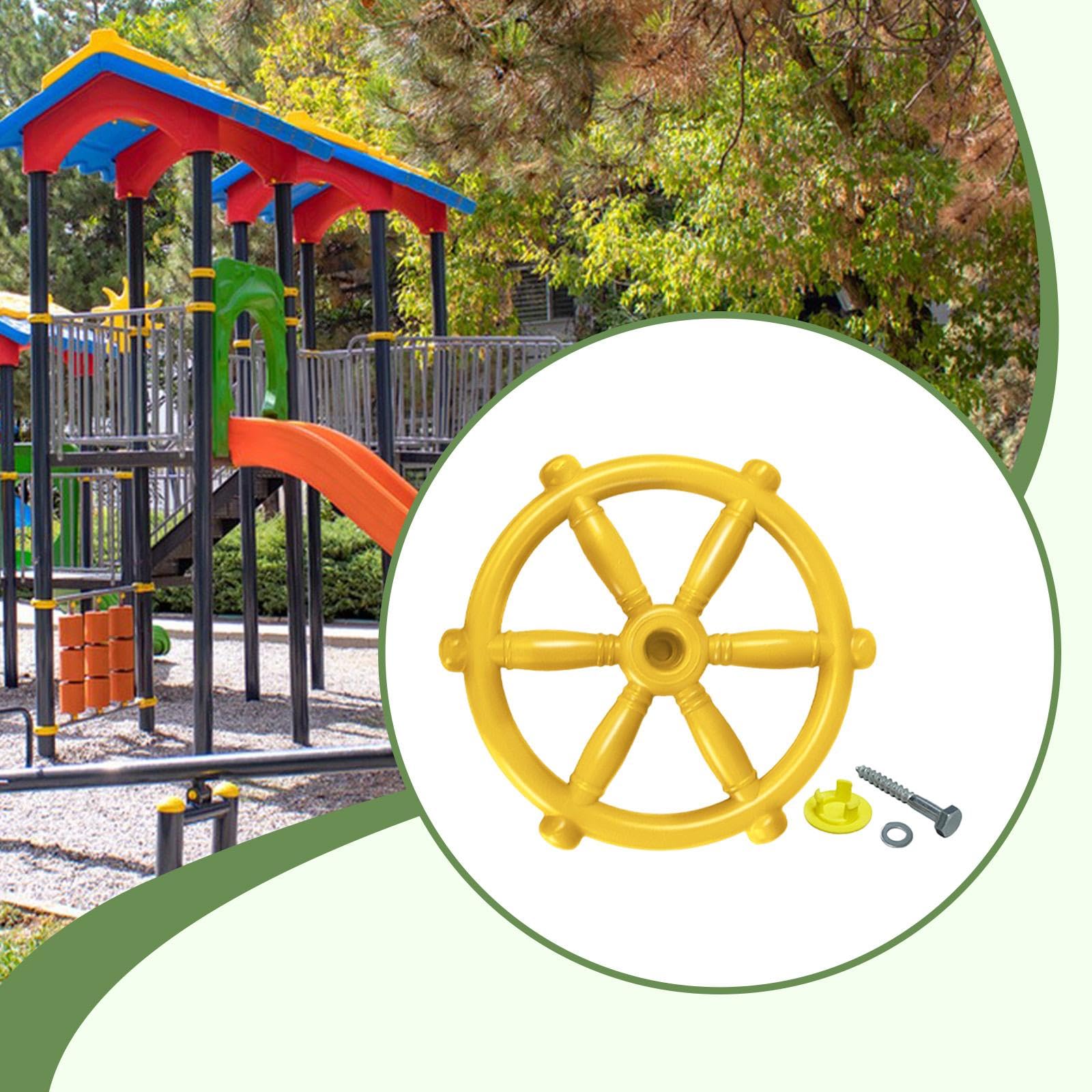 Timón de Barco Pirata Volante Infantil para Casa de Juegos Rueda de Timón para Parque Infantil Accesorio de Gimnasio para Estimular La Imaginación Ade, Amarillo