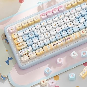 MOA Sea-Side Animal Keycap Set,112 Keys Cute Keycaps for Mechanical Keyboards,PBT Double Shot,Round Creamy Dye Sub Key Caps,Custom Aesthetic Keycaps for PC Gaming Keyboard Sea-Side