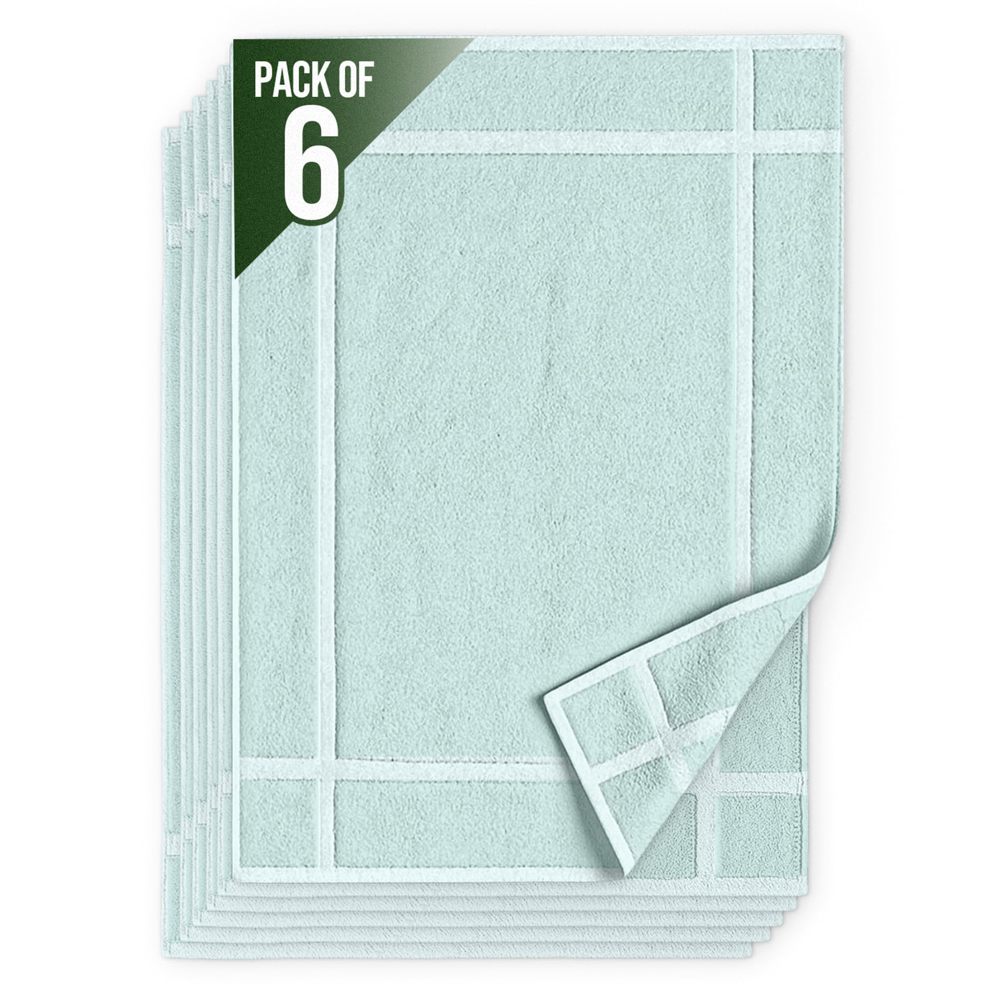 Pearl Linens Pack of 6 100% Cotton Bath Mat 20x30 inches, Soft & Absorbent Quick Dry Bathroom Mat Set, Not Bathroom Rugs, After Shower Mat, Bath Tub