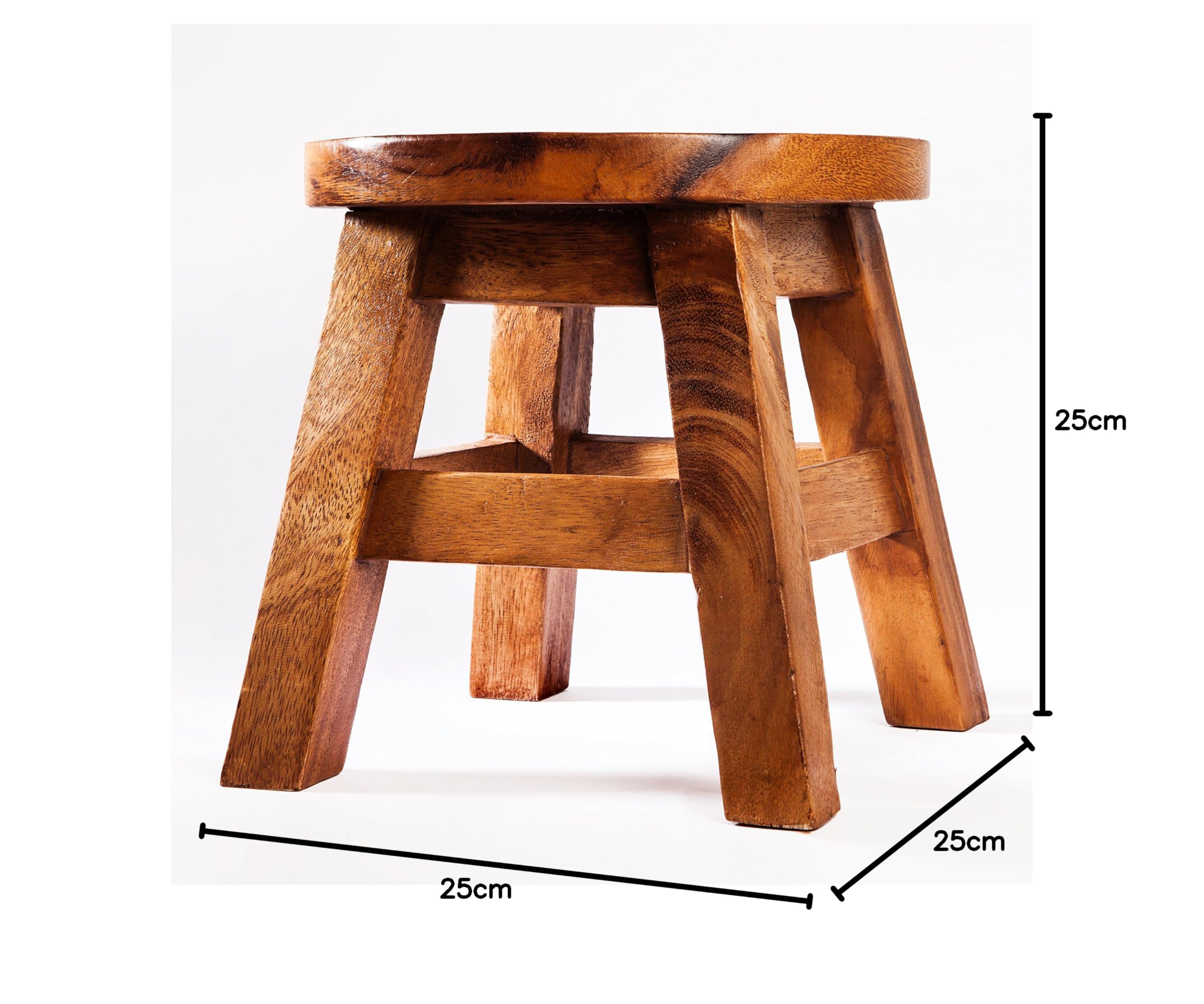 Tabouret pour enfant en bois massif avec motif chèvre - Hauteur d'assise : 25 cm