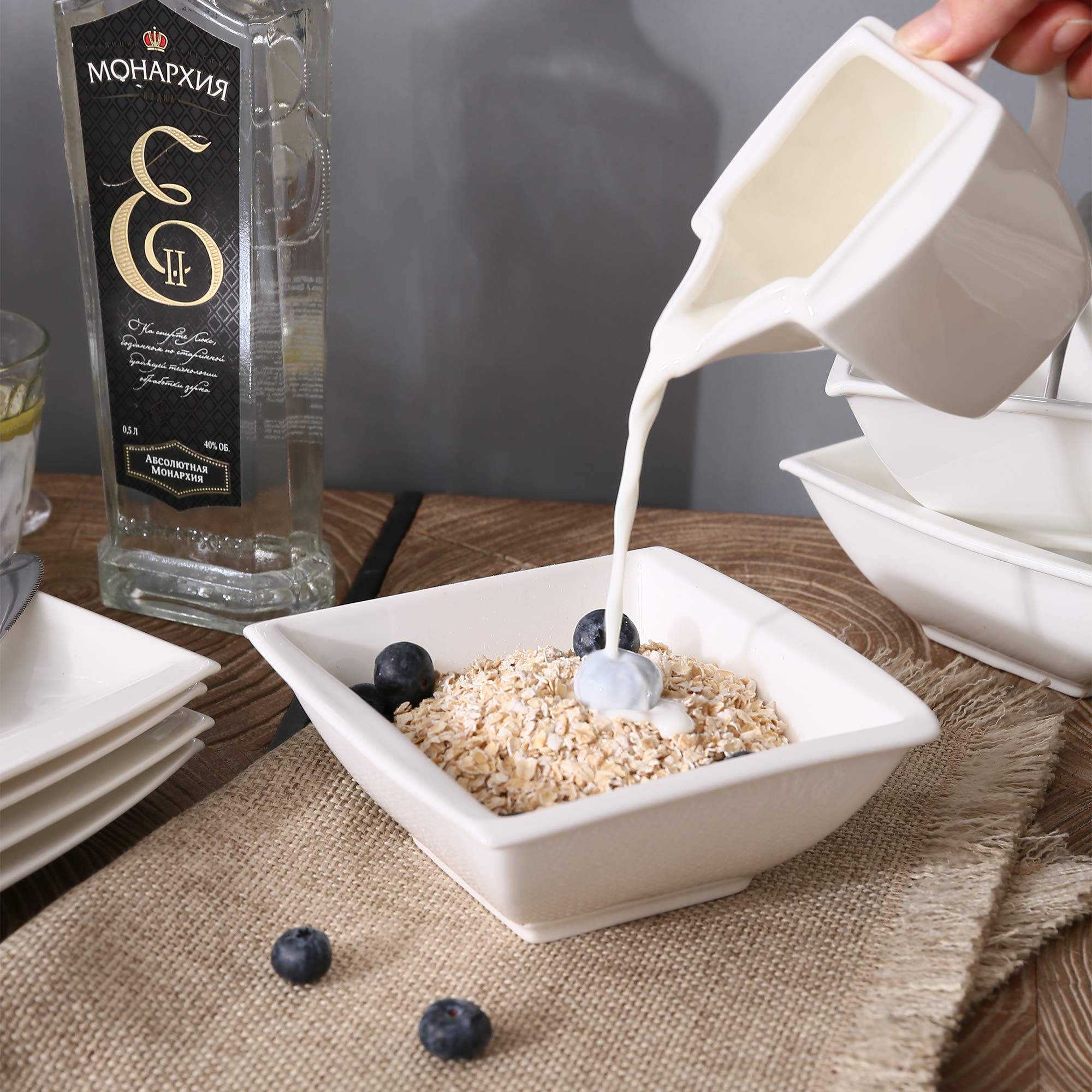 MALACASA Série Blance - 3 Assiettes à Soupe Et Bols En Porcelaine, Service Élégant