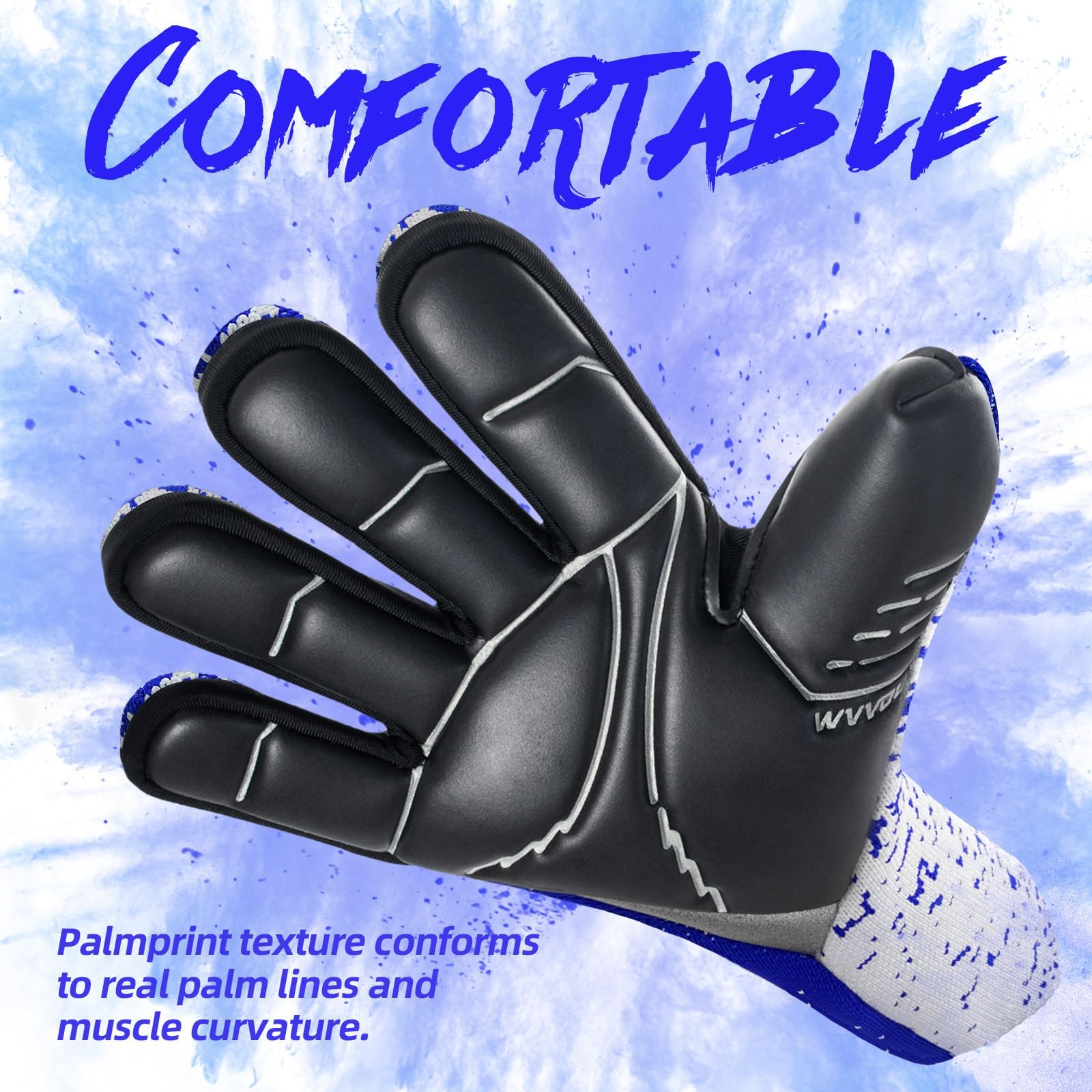 WVVOU Gants de Gardien de But, Gants de Gardien de But Hommes, Gants de Gardien de But Enfants Adolescents, Gants de Football, 4+3mm Latex Super Grip pour Les Plus durs