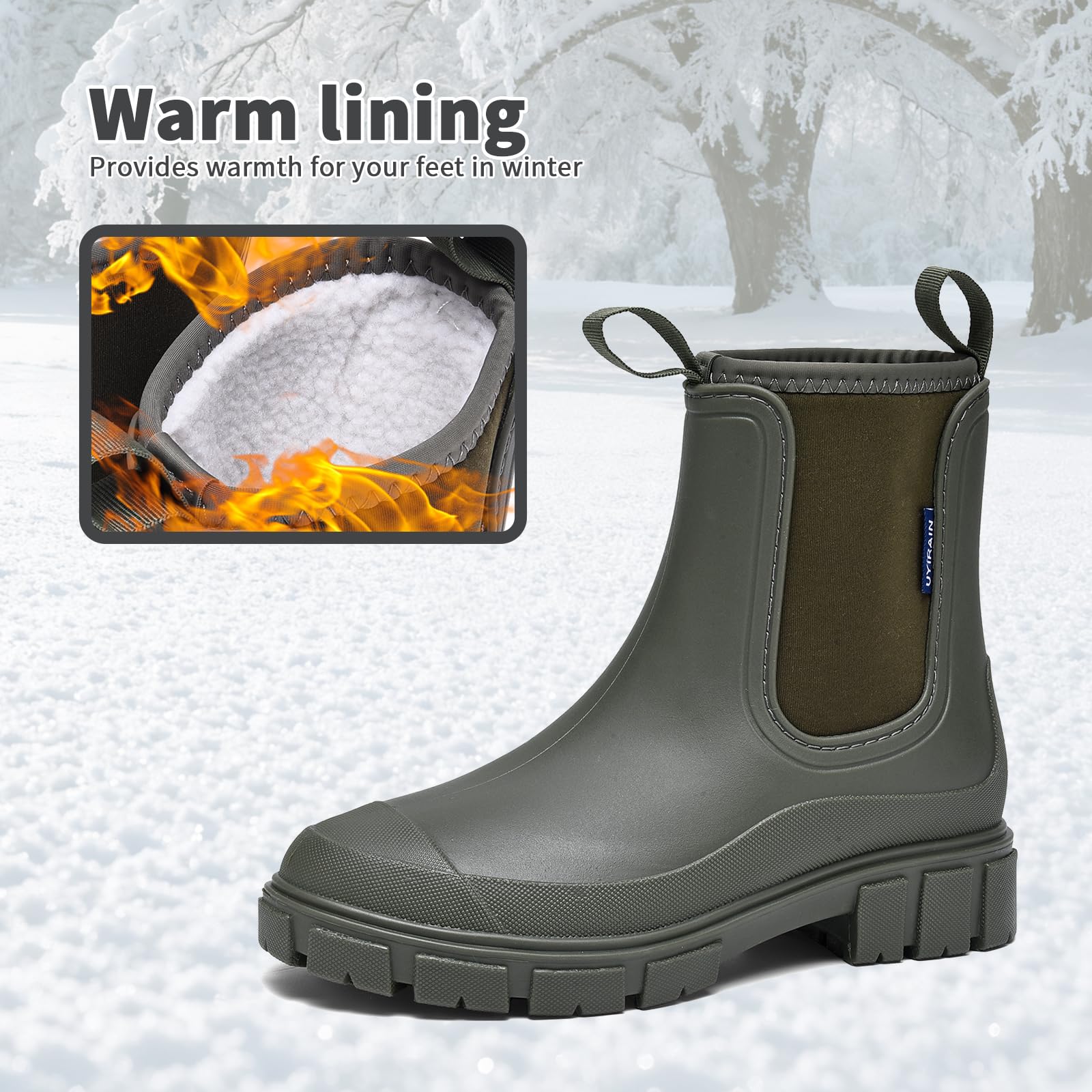 Stivali Pioggia Donna Impermeabile Inverno Tenersi al Caldo Antiscivolo Stivaletti di Gomma Leggere Comode Boots Antipioggia Moda Stivali Giardinaggio 36-42 EU