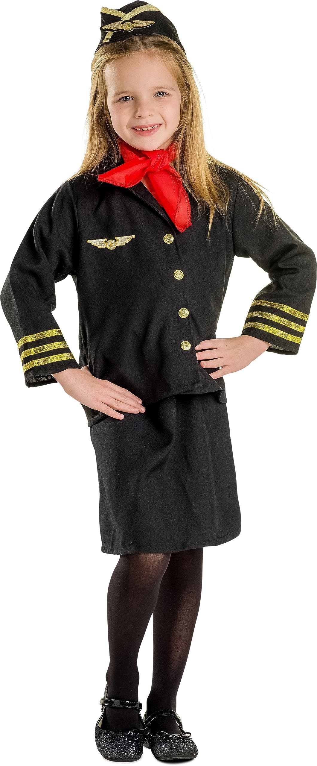Dress Up America Flight Attendant Costume for Kids - Stewardess Costume Set for Girls - Role Play Dress Up Set