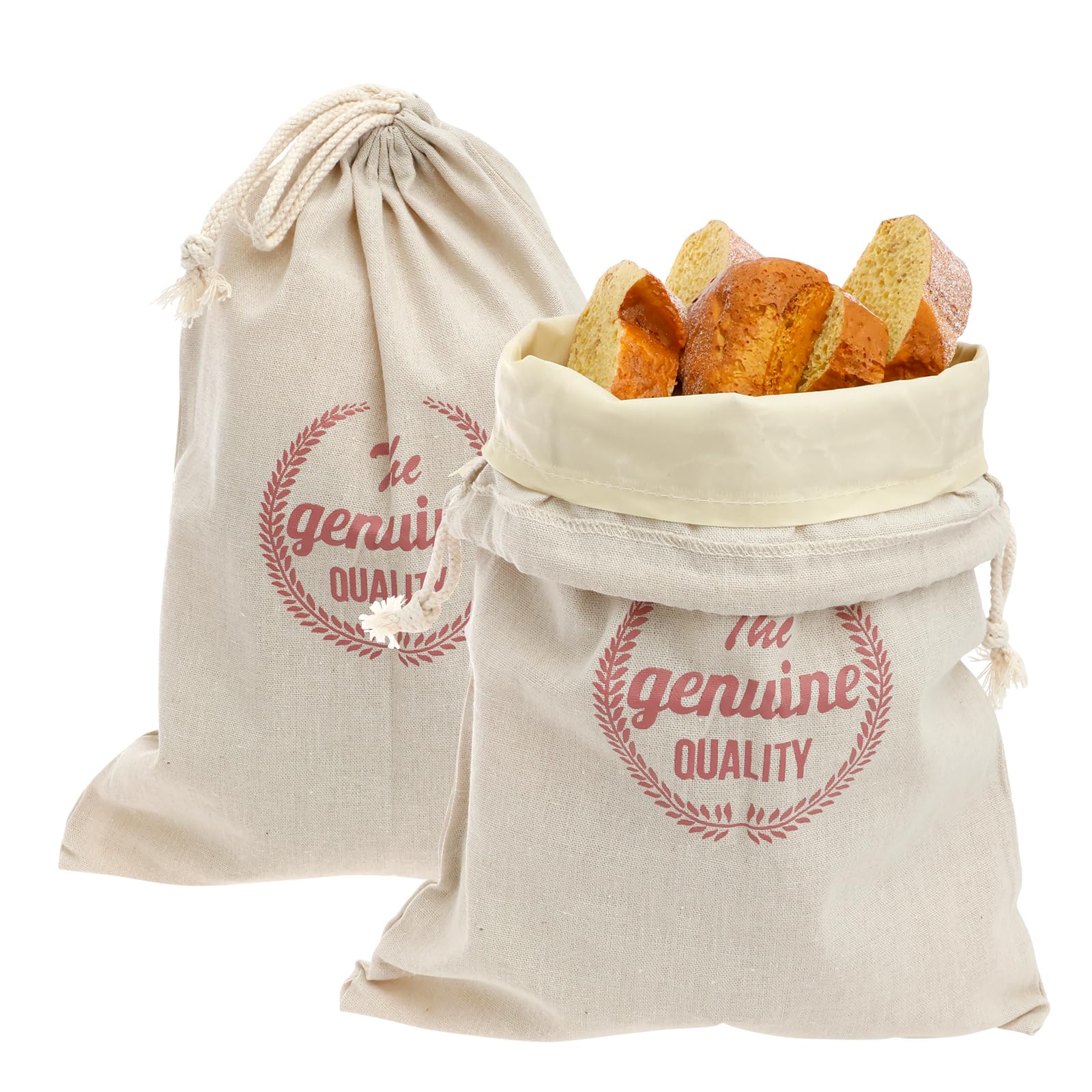 Menibbler Flaxen 2Pcs Beeswax Bread Bag For Homemade Bread, Reusable Natural Cotton And Beeswax Sourdough Bag For Homemade Breads Sourdough And Fresh Breads For Home Picnic Traveling Daily Use, 30 X 40 Cm