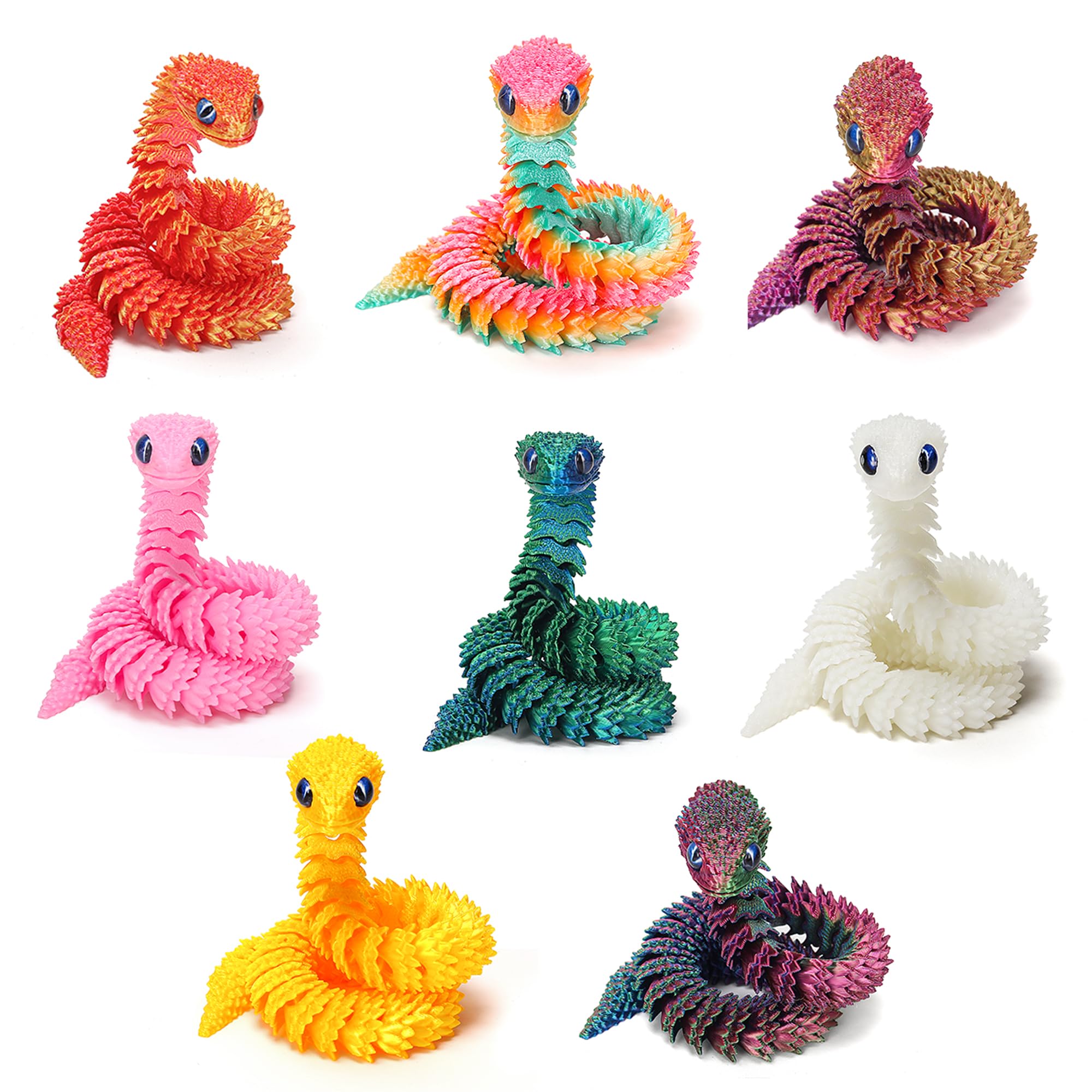 Photo 1 of 8 Pcs 12in 3D Printed Snake Toys, Flexible Hinged Animals
