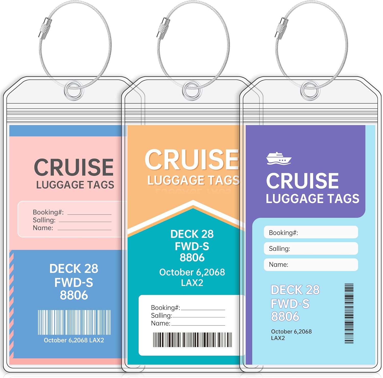 Teskyer Luggage Tag for Cruise Ship esstials, 3 Packs Cruise Luggage