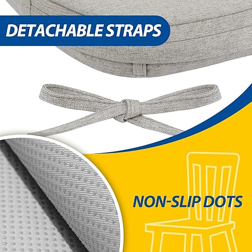 Miniatura 51 de AAAAAcessories Cojines en forma de D, espuma de 2 pulgadas de grosor, con lazos y funda extraíble lavable a máquina, 17 x 16 pulgadas, juego de 4