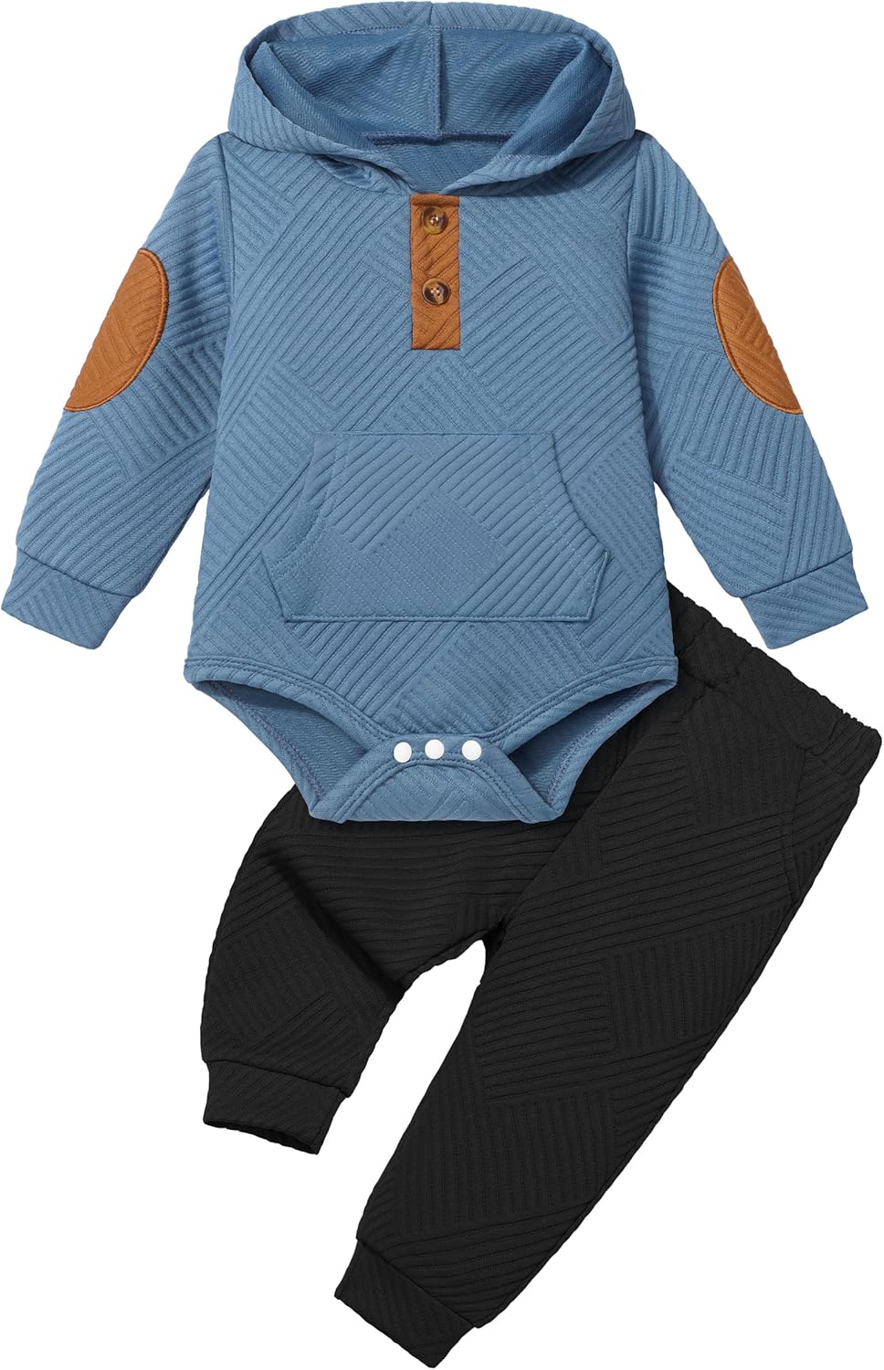 Fommy Baby Boy Clothes Colorblocked Long Sleeve Hoodie + Long Pants 2PCS Fall Winter Outfits Set