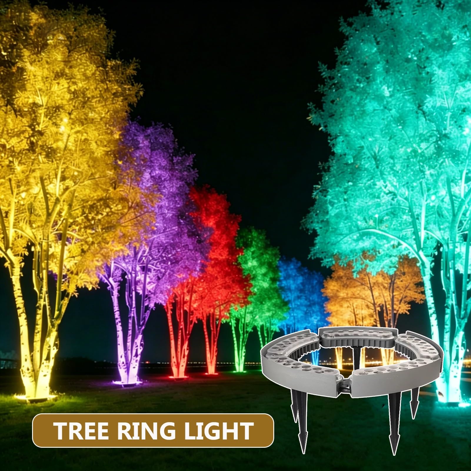 Lampa krajobrazowa LED, zewnętrzny pierścień świetlny LED do drzewa, wodoodporne oświetlenie krajobrazowe, IP65, 6 diod LED, zielone, czerwone, niebieskie, zielone, dekoracyjne oświetlenie ogrodowe i
