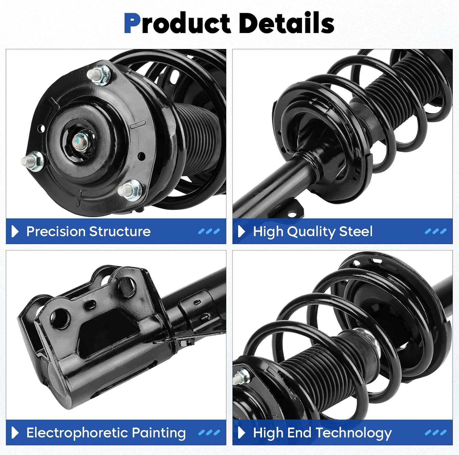 Front Struts Assembly Fit for 2008-2013 Toyota Highlander, Shock Absorber & Sway Bars End Links, Replace 172484 K90344 (4Pcs)